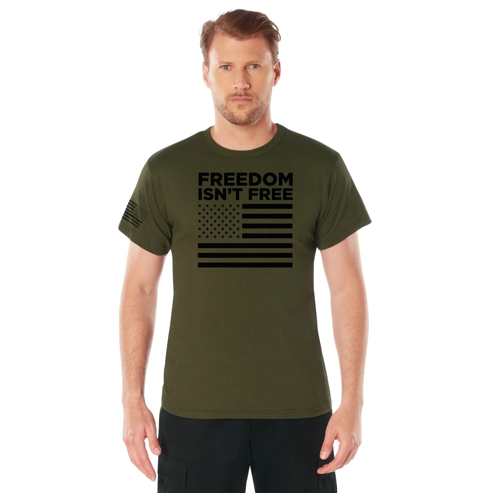 Freedom Isn’t Free Flag T-shirt - Olive Drab / s