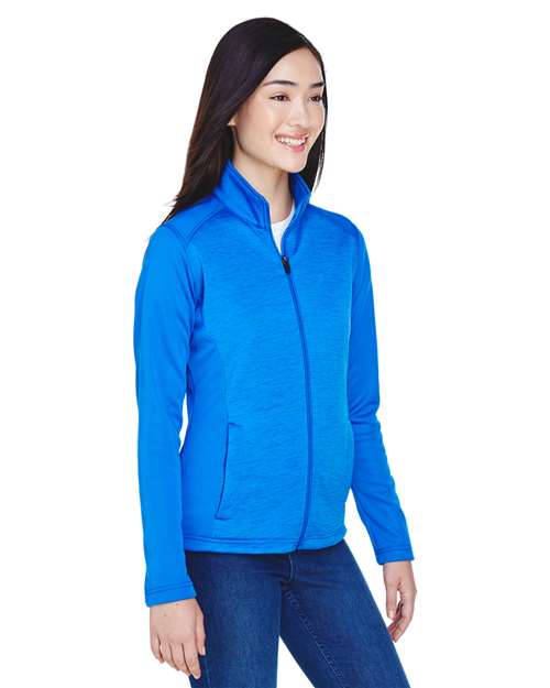 French Blue/ French Blue Heather Women&#39;s Newbury Colorblock Mélange Fleece Full-Zip Jacket - DG796W