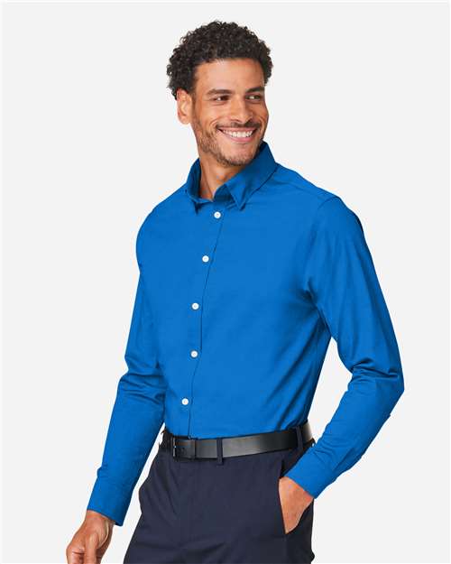 French Blue Melange Men&#39;s CrownLux Performance® Spencer Poplin Dress Shirt - DG505