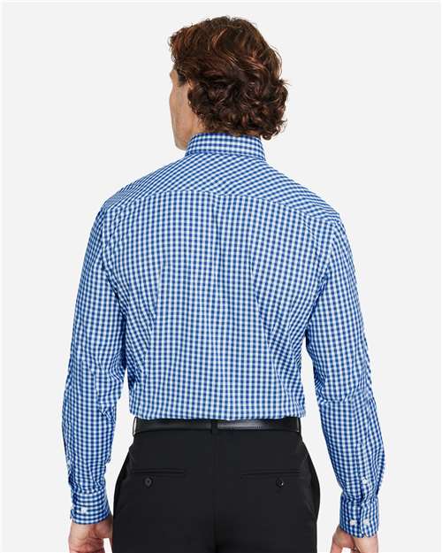 French Blue/ White Men&#39;s CrownLux Performance® Gingham Dress Shirt - DG536
