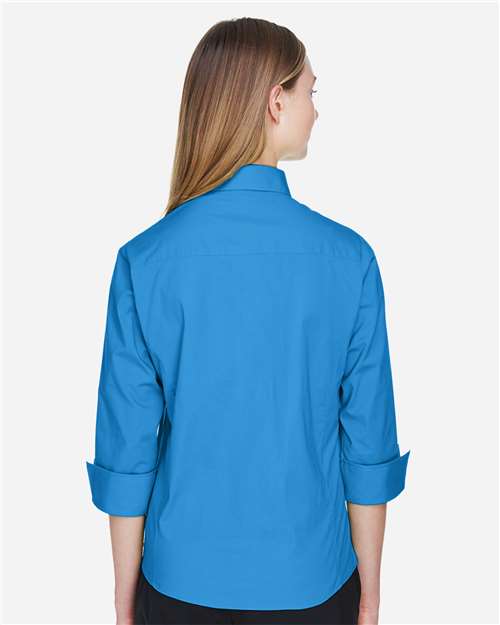 French Blue Women&#39;s Perfect Fit™ Three-Quarter Sleeve Stretch Poplin Dress Shirt - DP625W