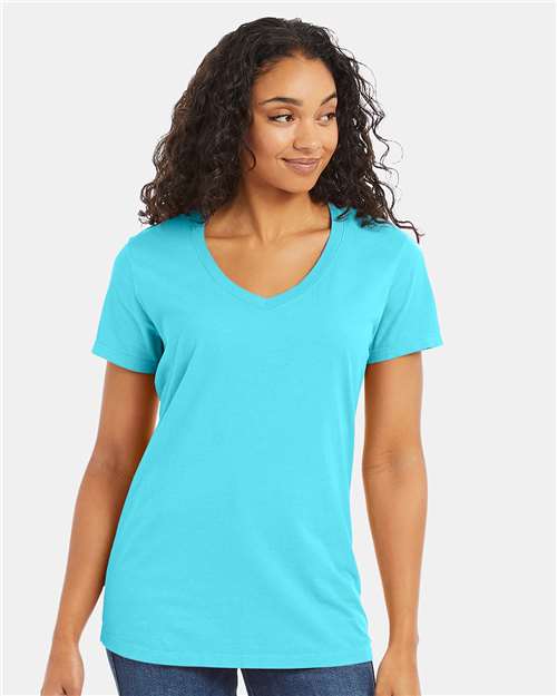 Freshwater Garment-Dyed Women&#39;s V-Neck T-Shirt - GDH125