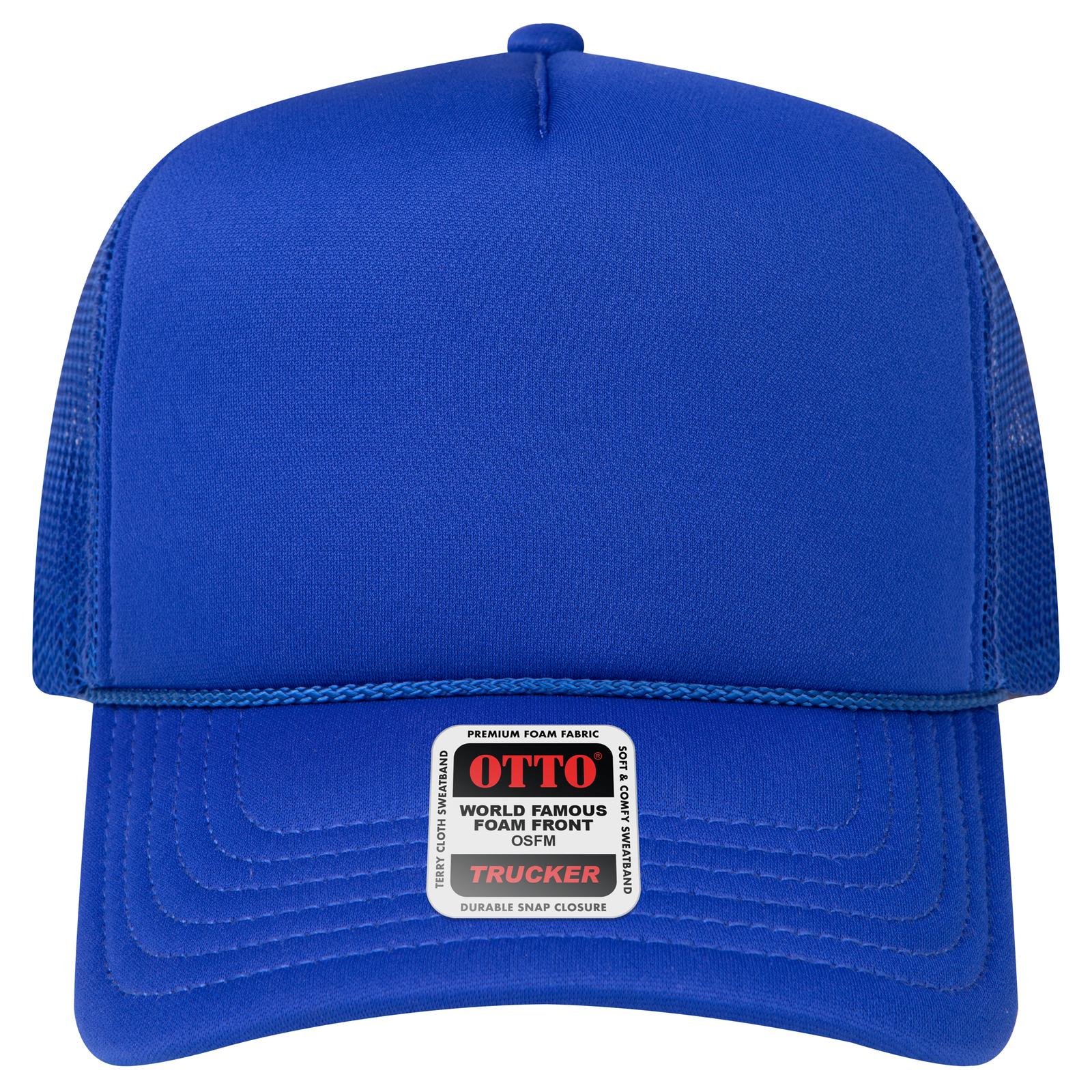 Right View of 001 - Royal OTTO CAP 5 Panel High Crown Mesh Back Trucker Hat
