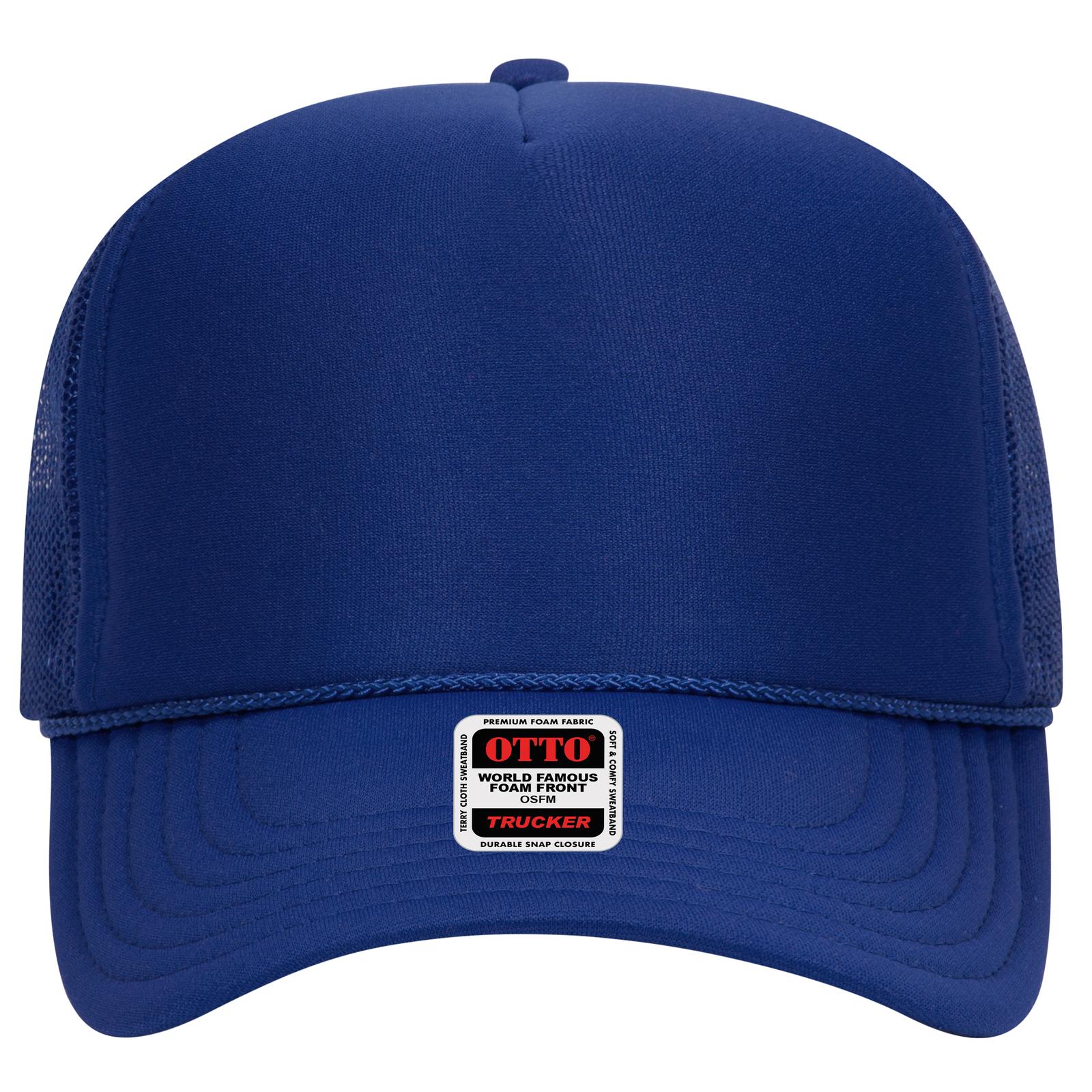 Right View of 001 - Royal OTTO CAP 5 Panel High Crown Mesh Back Trucker Hat