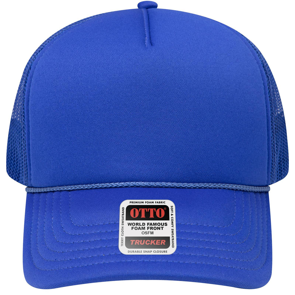 Front View of 001 - Royal OTTO CAP 5 Panel Low Profile Mesh Back Trucker Hat