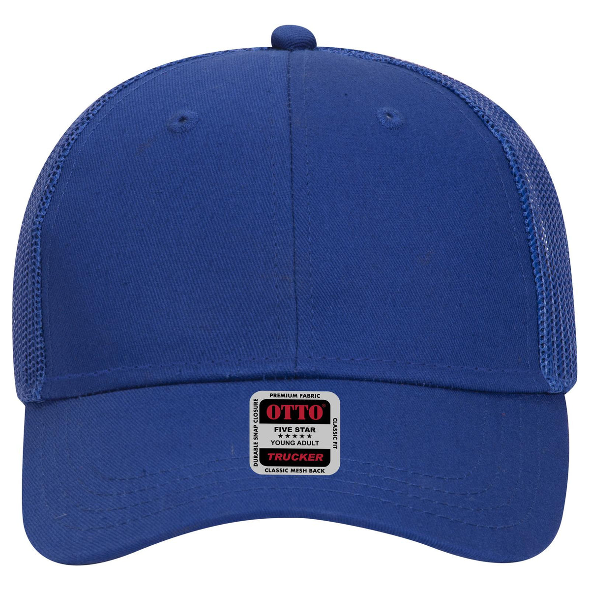 Front View of 001 - Royal OTTO CAP 6 Panel Low Profile Mesh Back Trucker Hat