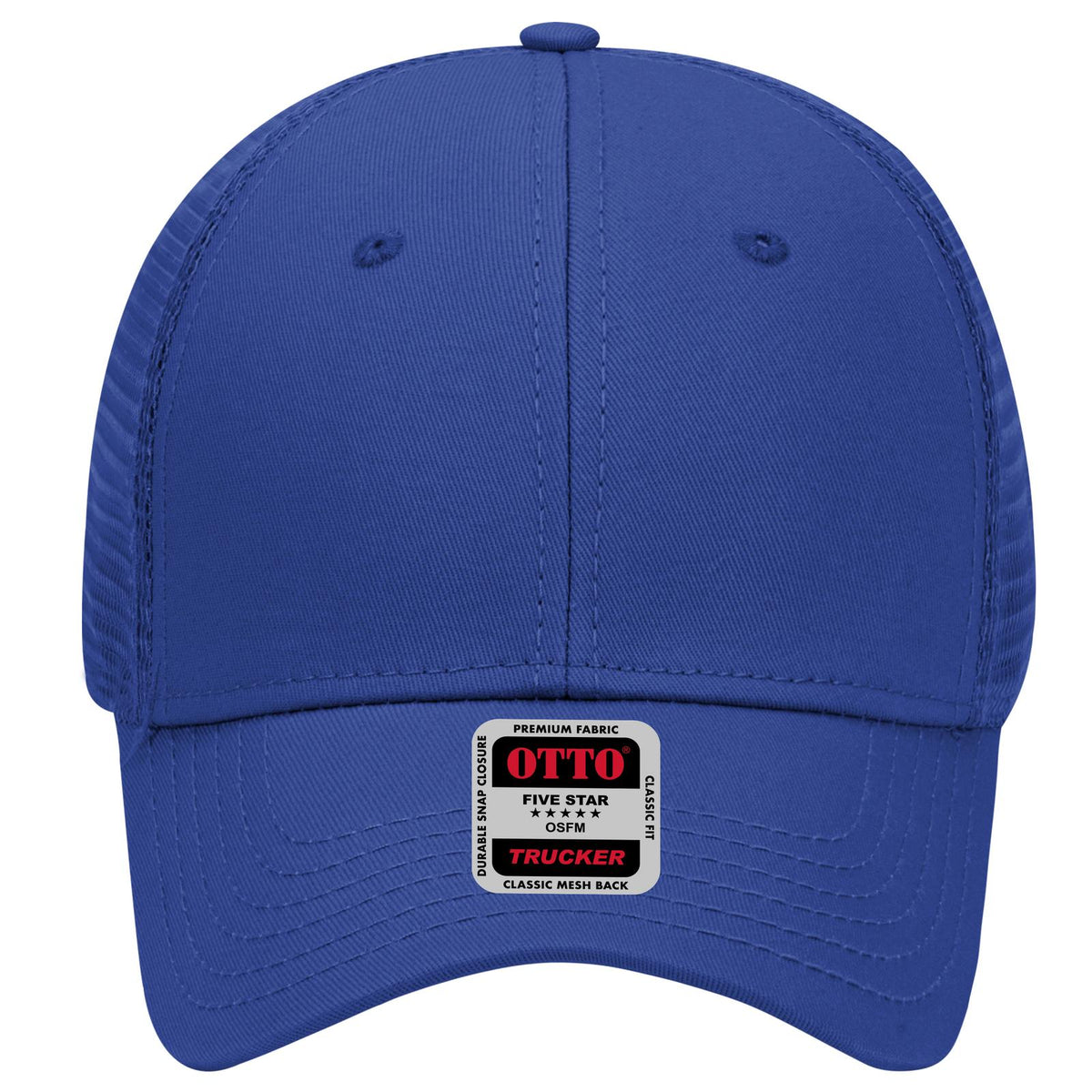 Front View of 001 - Royal OTTO CAP 6 Panel Low Profile Mesh Back Trucker Hat