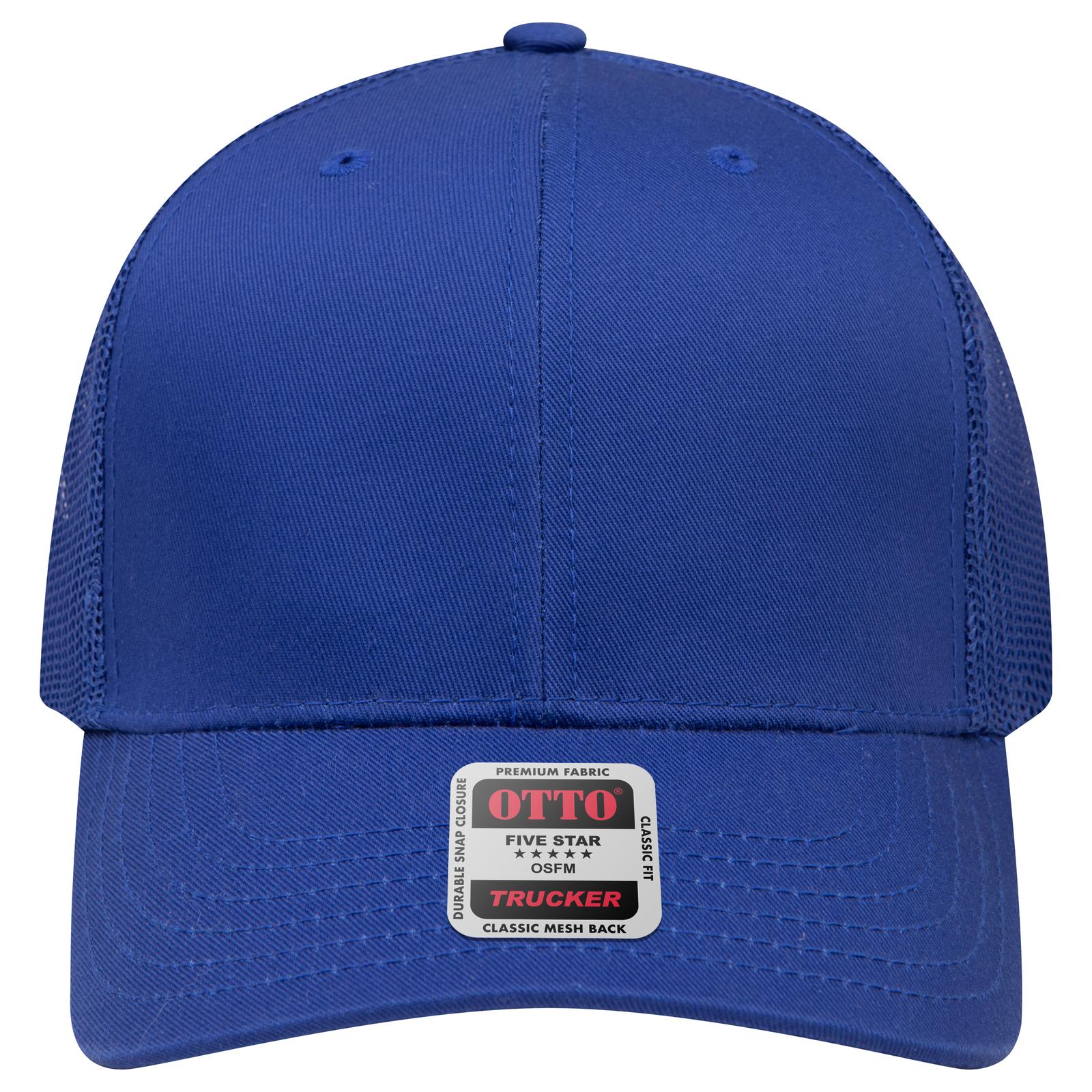 Front View of 001 - Royal OTTO CAP 6 Panel Mid Profile Mesh Back Trucker Hat