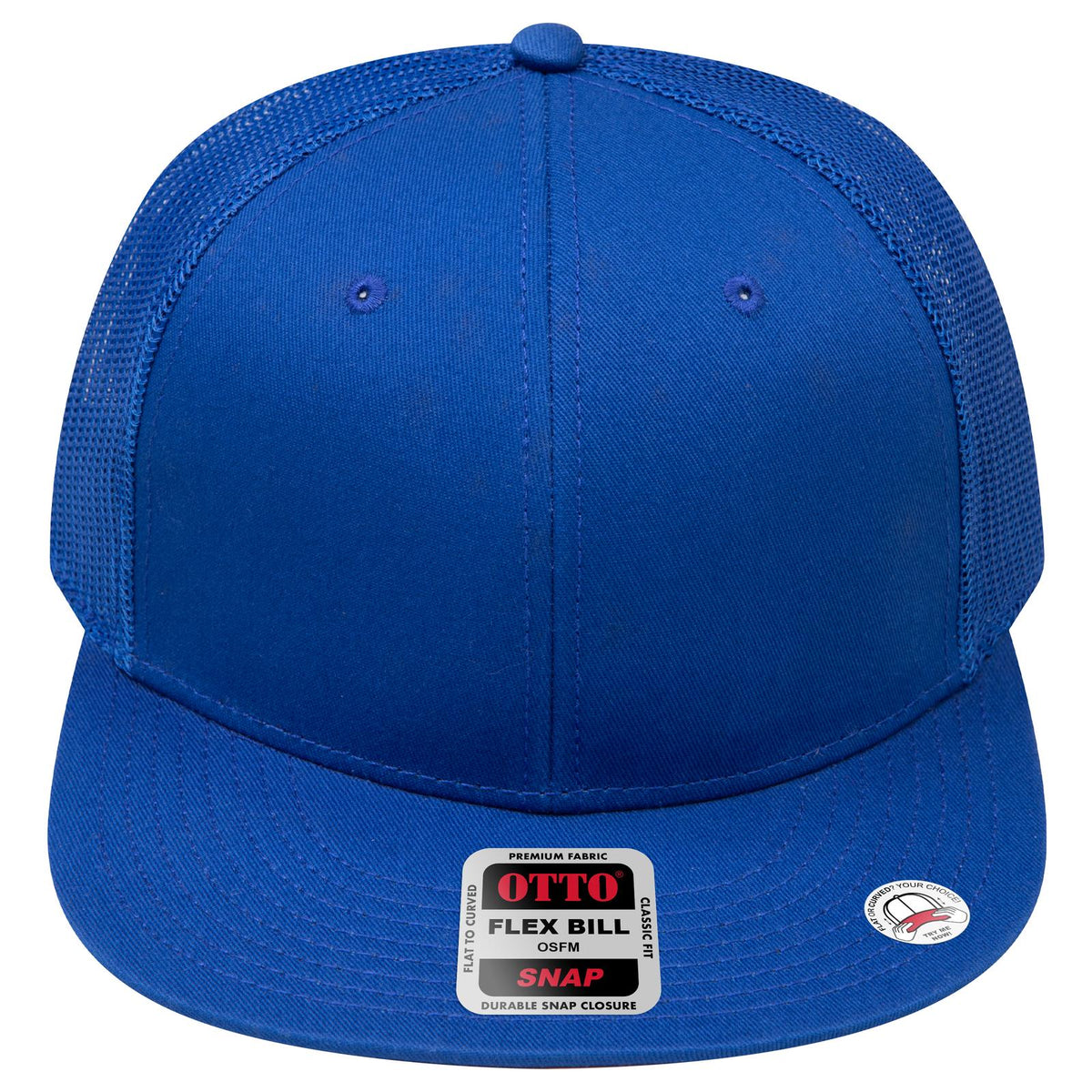 Front View of 001 - Royal OTTO CAP "OTTO SNAP" 6 Panel Pro Style Mesh Back Trucker Snapback Hat