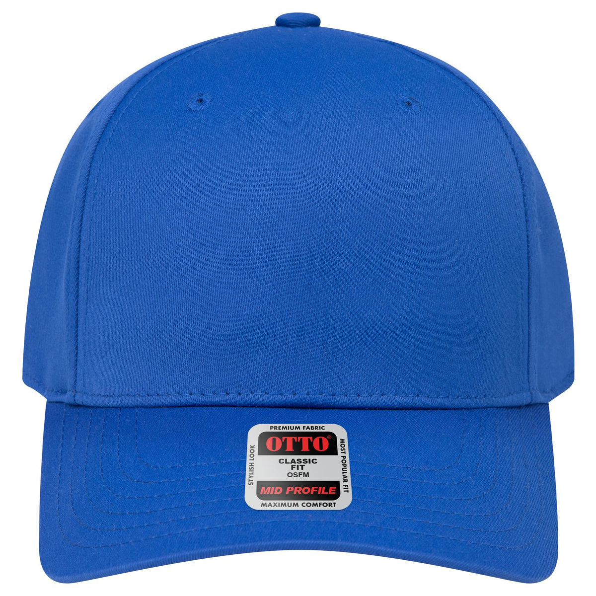 Front View of 001 - Royal OTTO CAP Seamless 6 Panel Mid Profile Baseball Cap