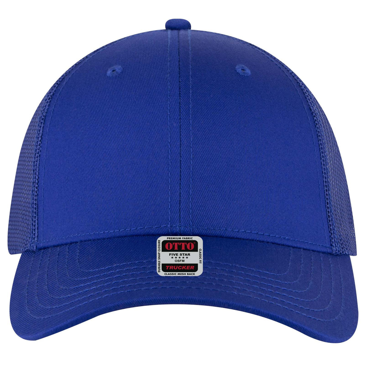 Front View of 001A - Royal OTTO CAP 6 Panel Low Profile Mesh Back Trucker Hat
