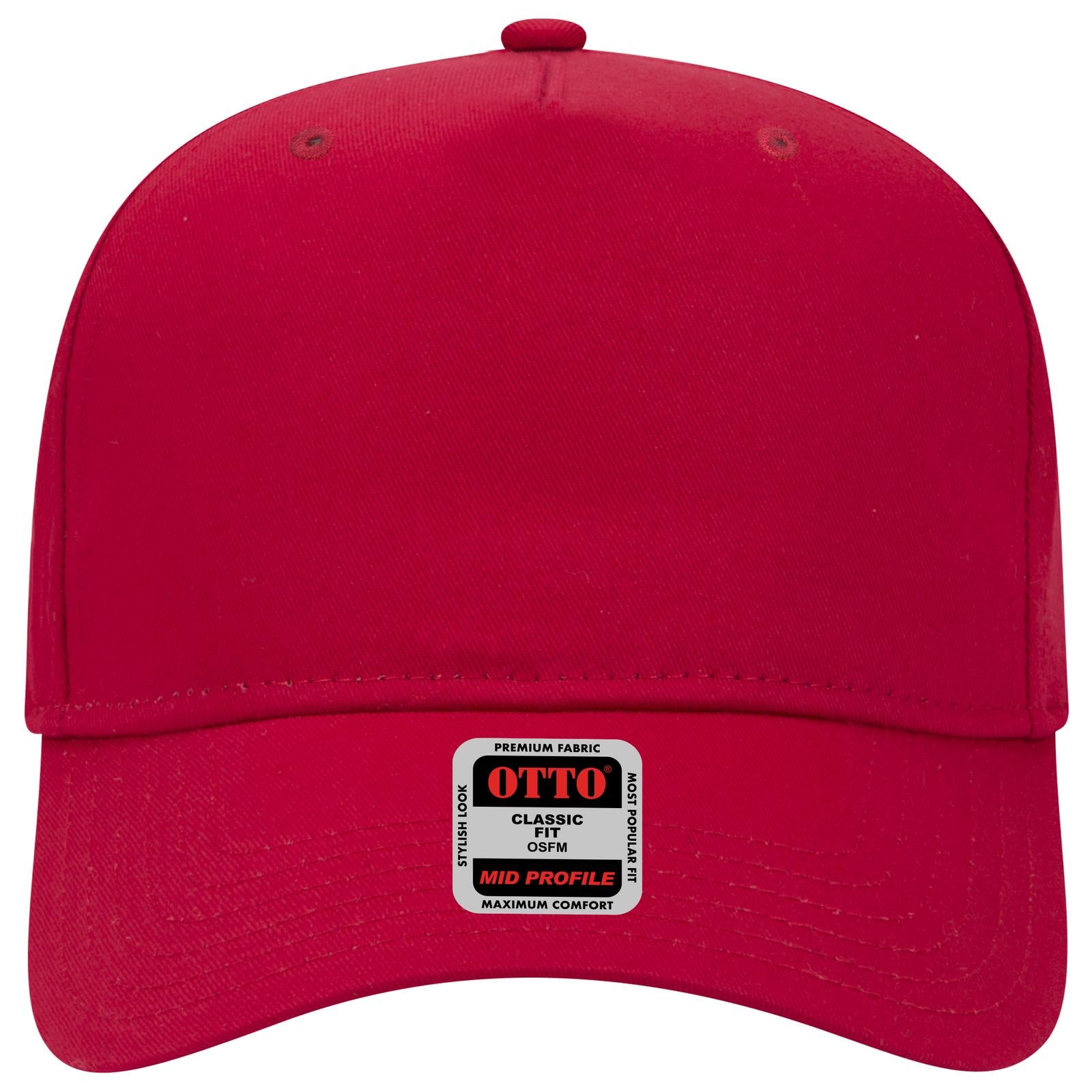 Right View of 002 - Red OTTO CAP 5 Panel Mid Profile Baseball Cap