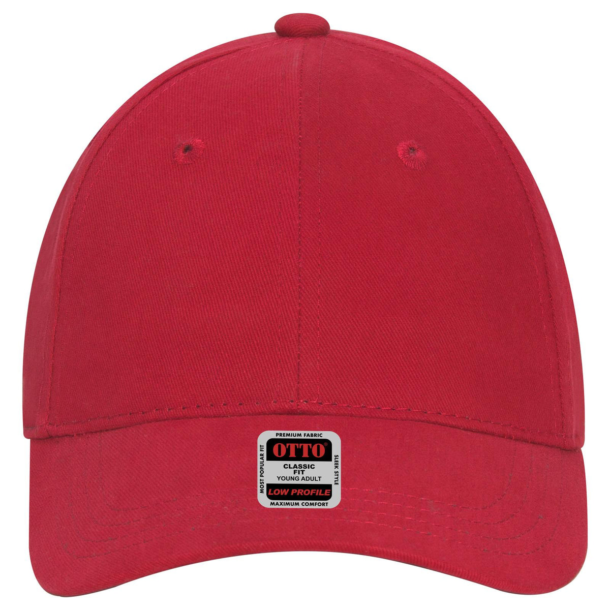 Front View of 002 - Red OTTO CAP 6 Panel Low Profile Baseball Cap