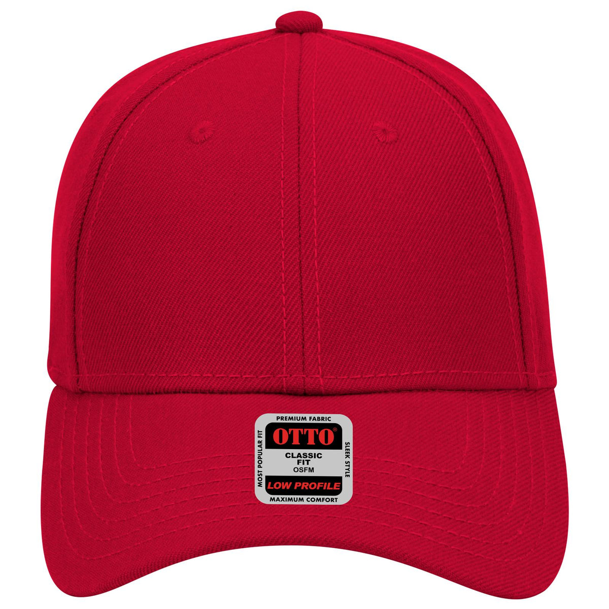 Front View of 002 - Red OTTO CAP 6 Panel Low Profile Baseball Cap