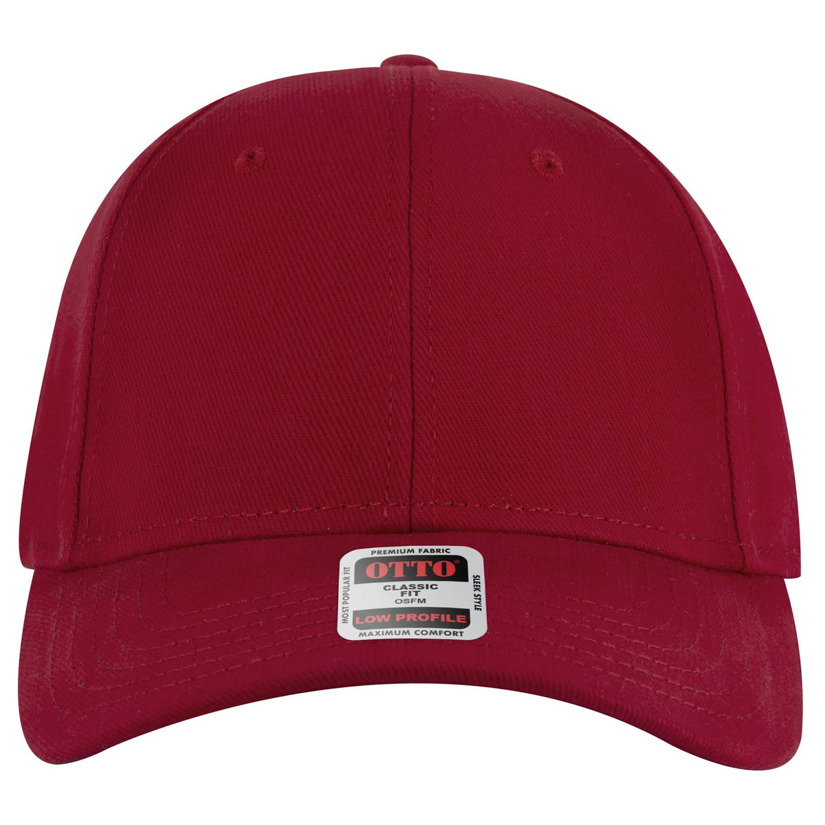 Front View of 002 - Red OTTO CAP 6 Panel Low Profile Baseball Cap
