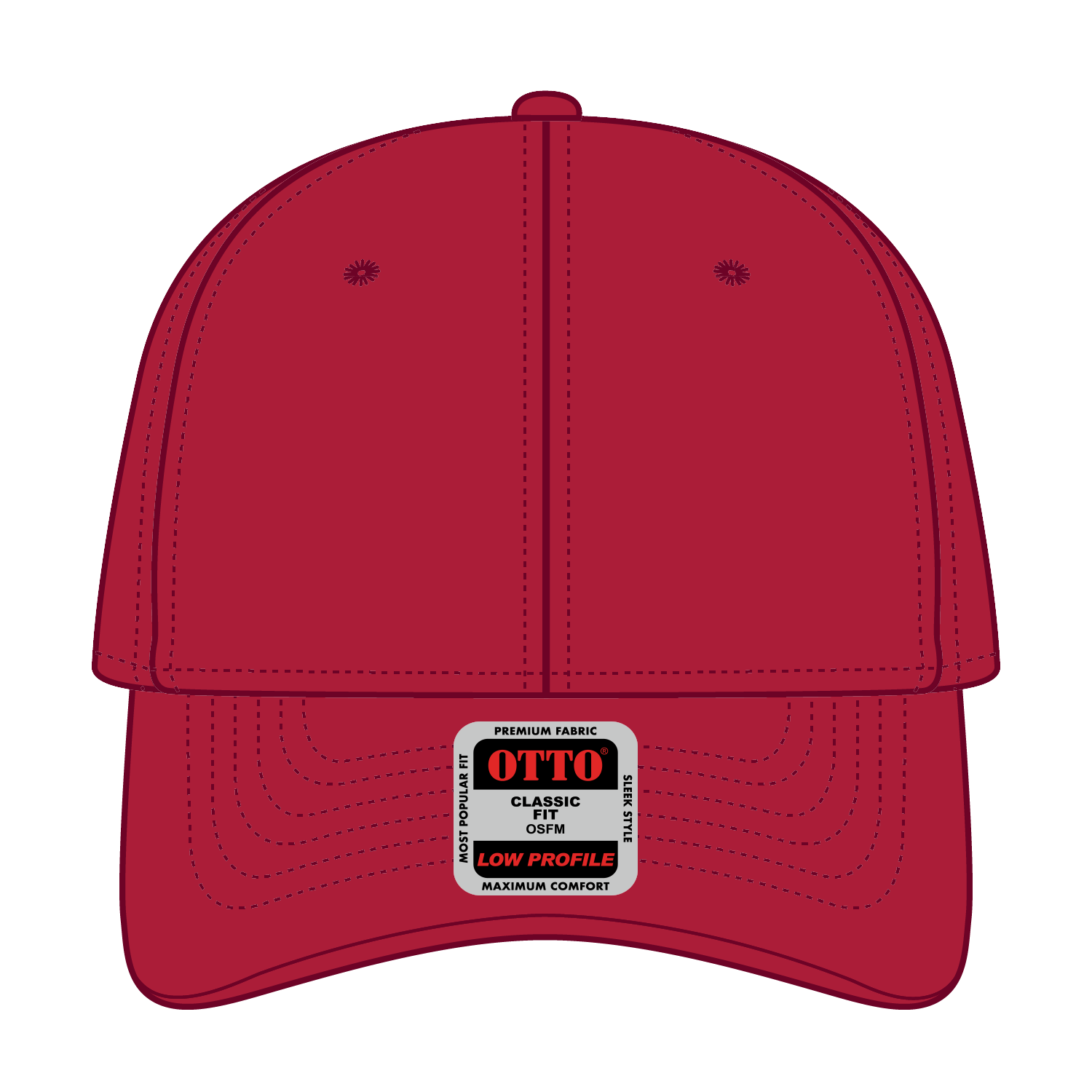 Front View of 002 - Red OTTO CAP 6 Panel Low Profile Baseball Cap