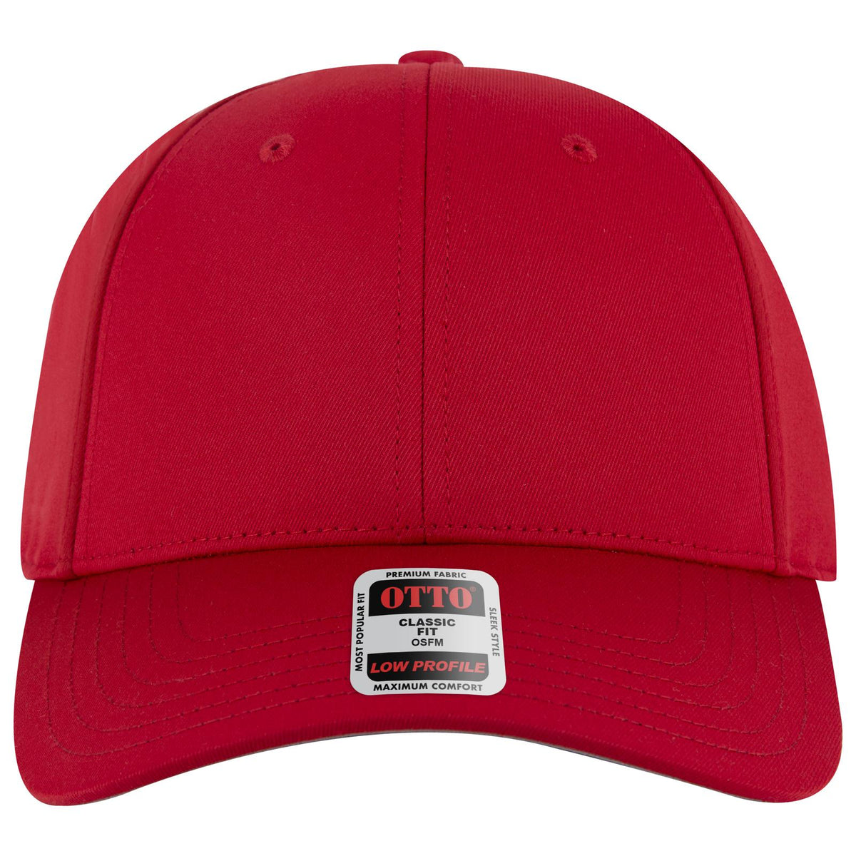 Front View of 002 - Red OTTO CAP 6 Panel Low Profile Baseball Cap