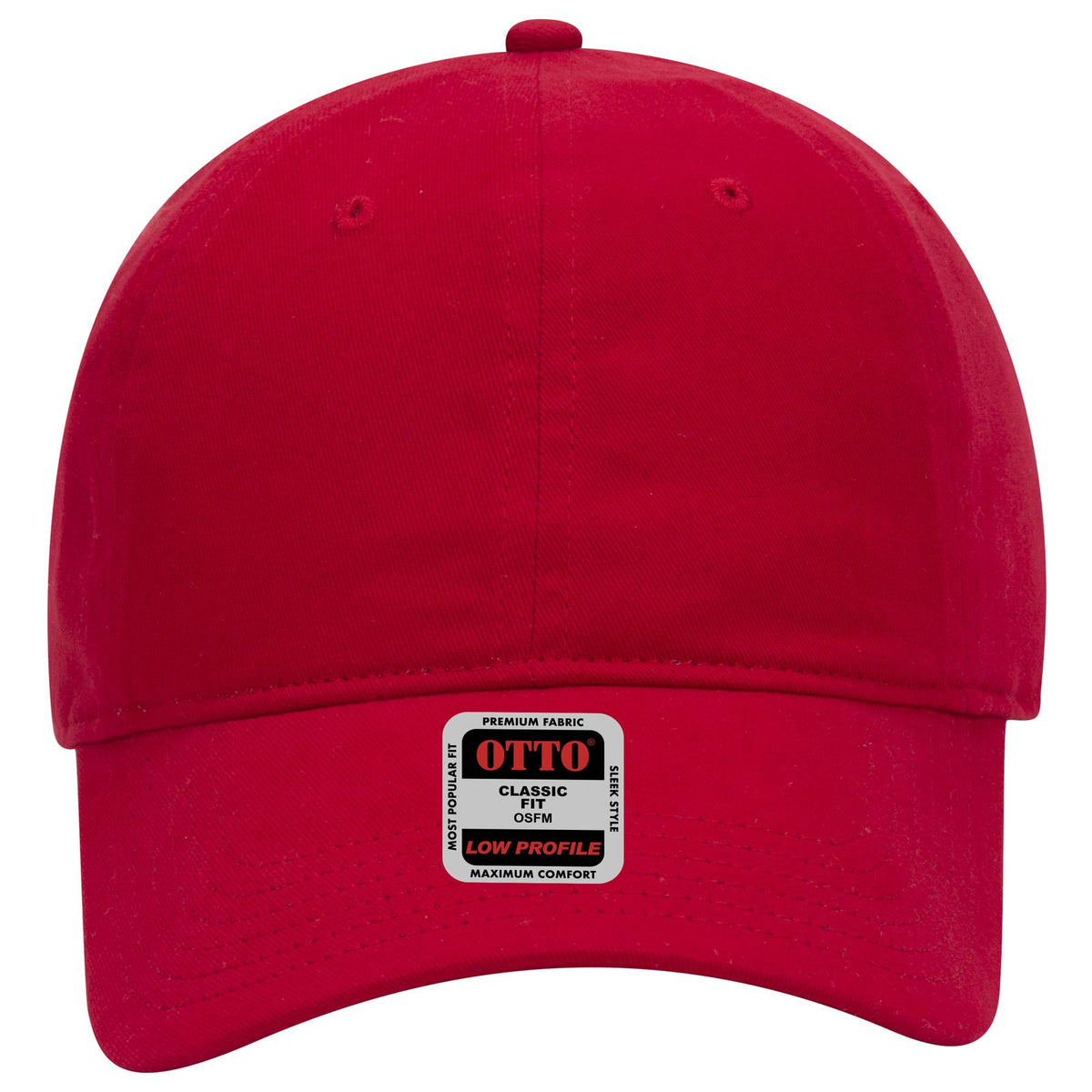 Front View of 002 - Red OTTO CAP 6 Panel Low Profile Baseball Cap
