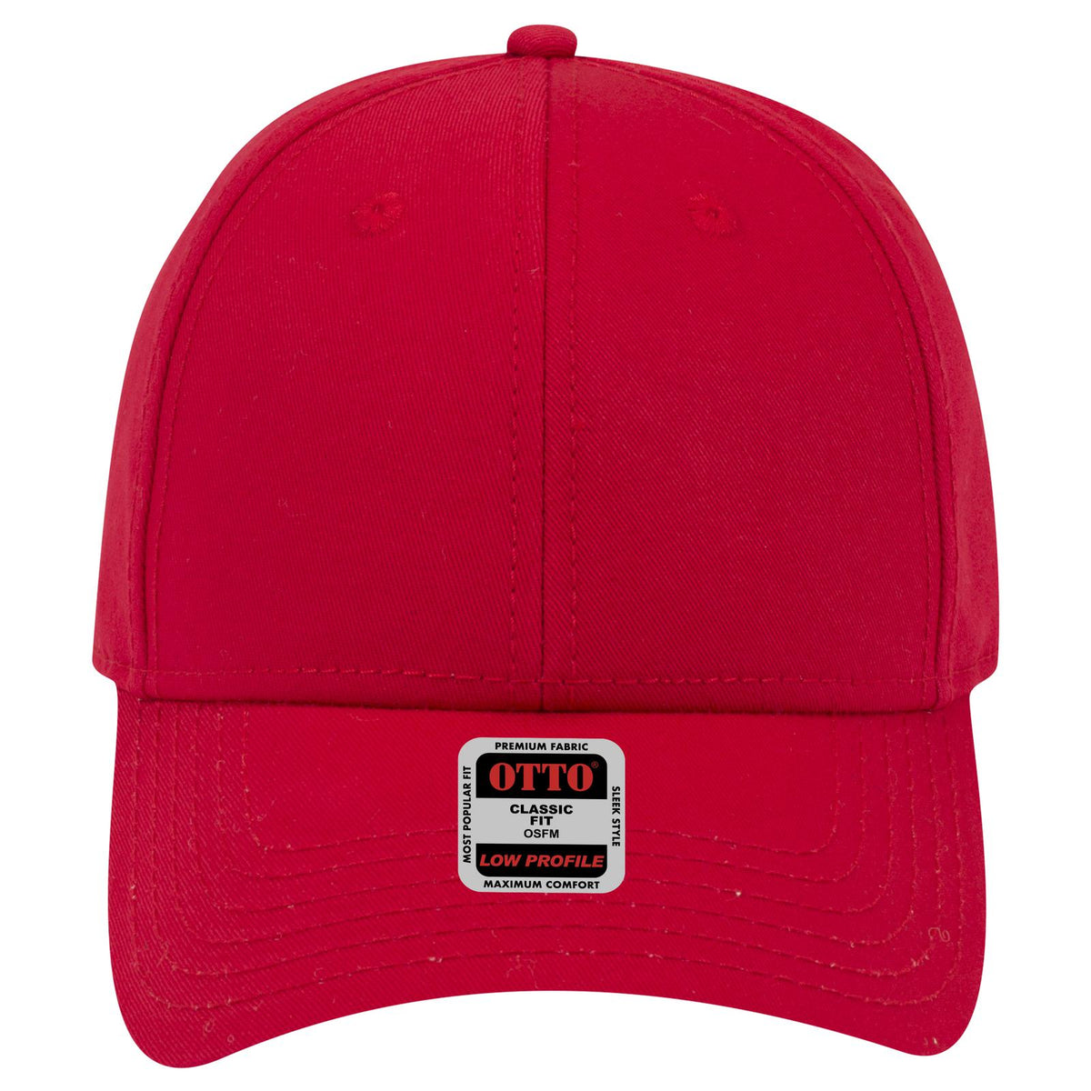 Front View of 002 - Red OTTO CAP 6 Panel Low Profile Baseball Cap