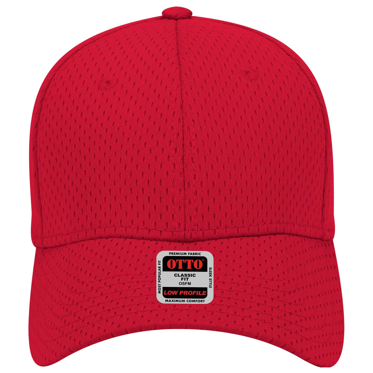 Front View of 002 - Red OTTO CAP 6 Panel Low Profile Baseball Cap