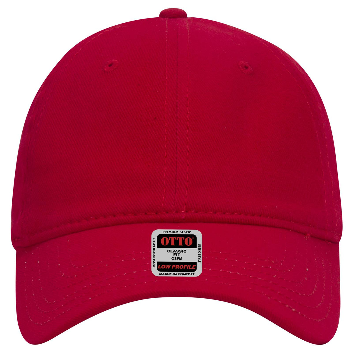 Front View of 002 - Red OTTO CAP 6 Panel Low Profile Baseball Cap
