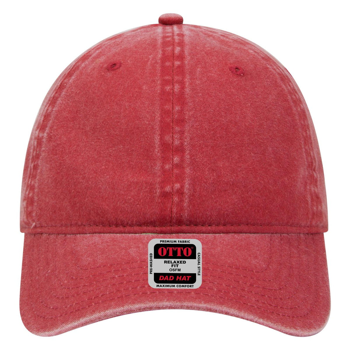 Front View of 002 - Red OTTO CAP 6 Panel Low Profile Dad Hat