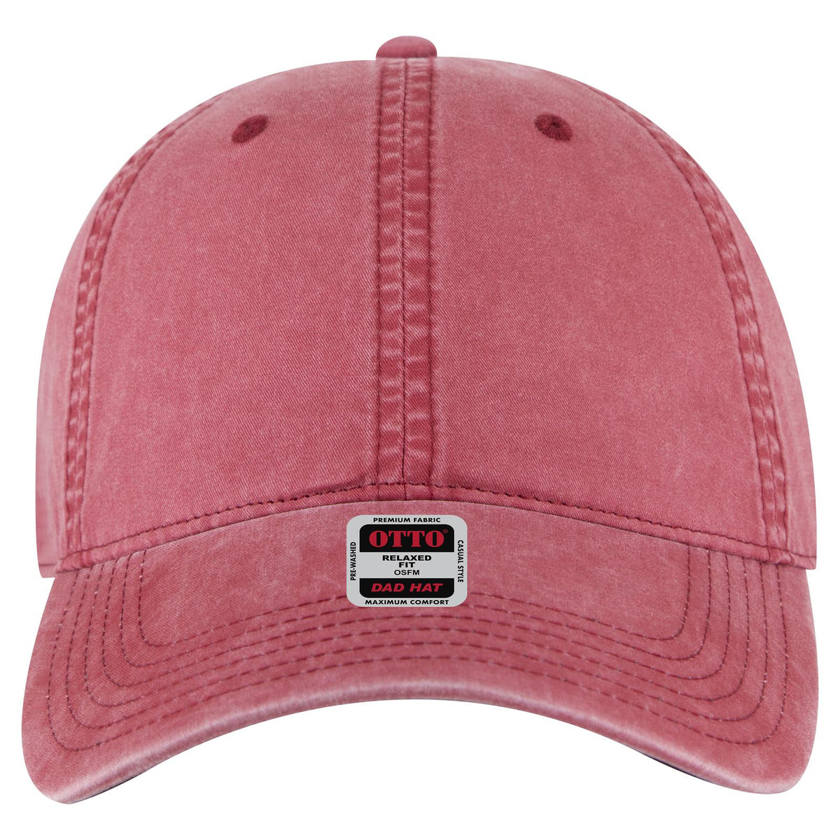 Front View of 002 - Red OTTO CAP 6 Panel Low Profile Dad Hat
