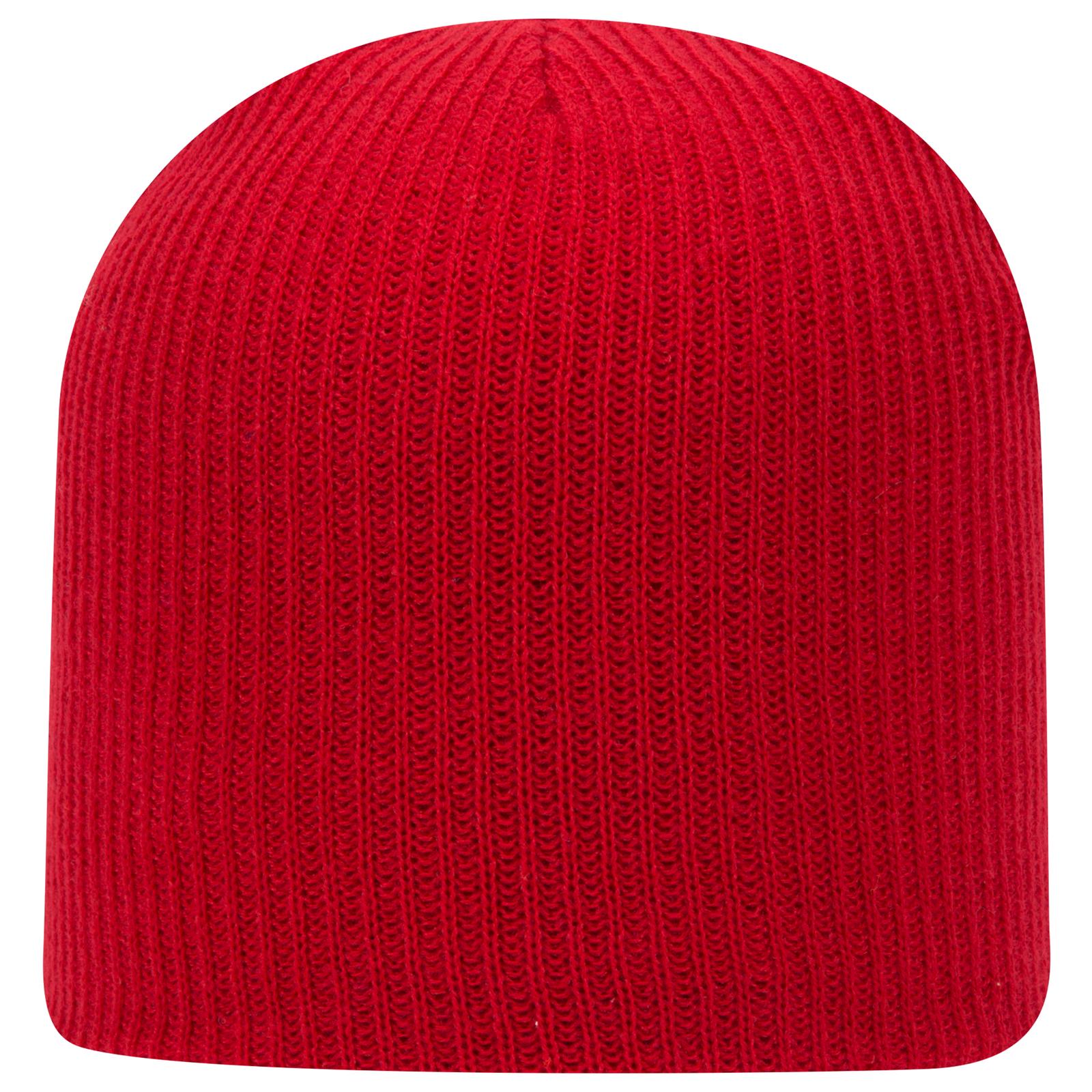 Front View of 002 - Red OTTO CAP 9 1/2" Premium Rib Knit Beanie