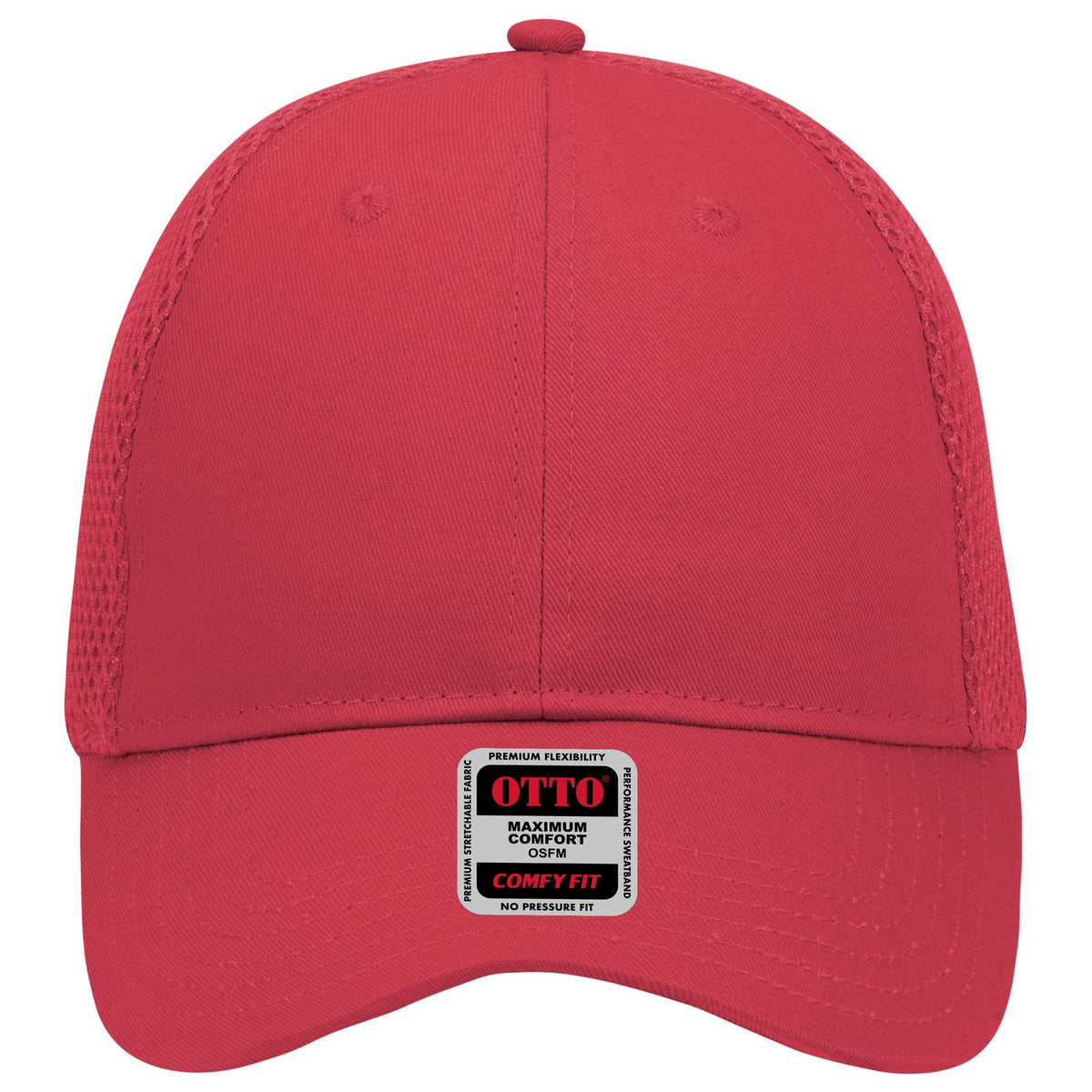Front View of 002 - Red OTTO CAP "OTTO COMFY FIT" 6 Panel Low Profile Baseball Cap