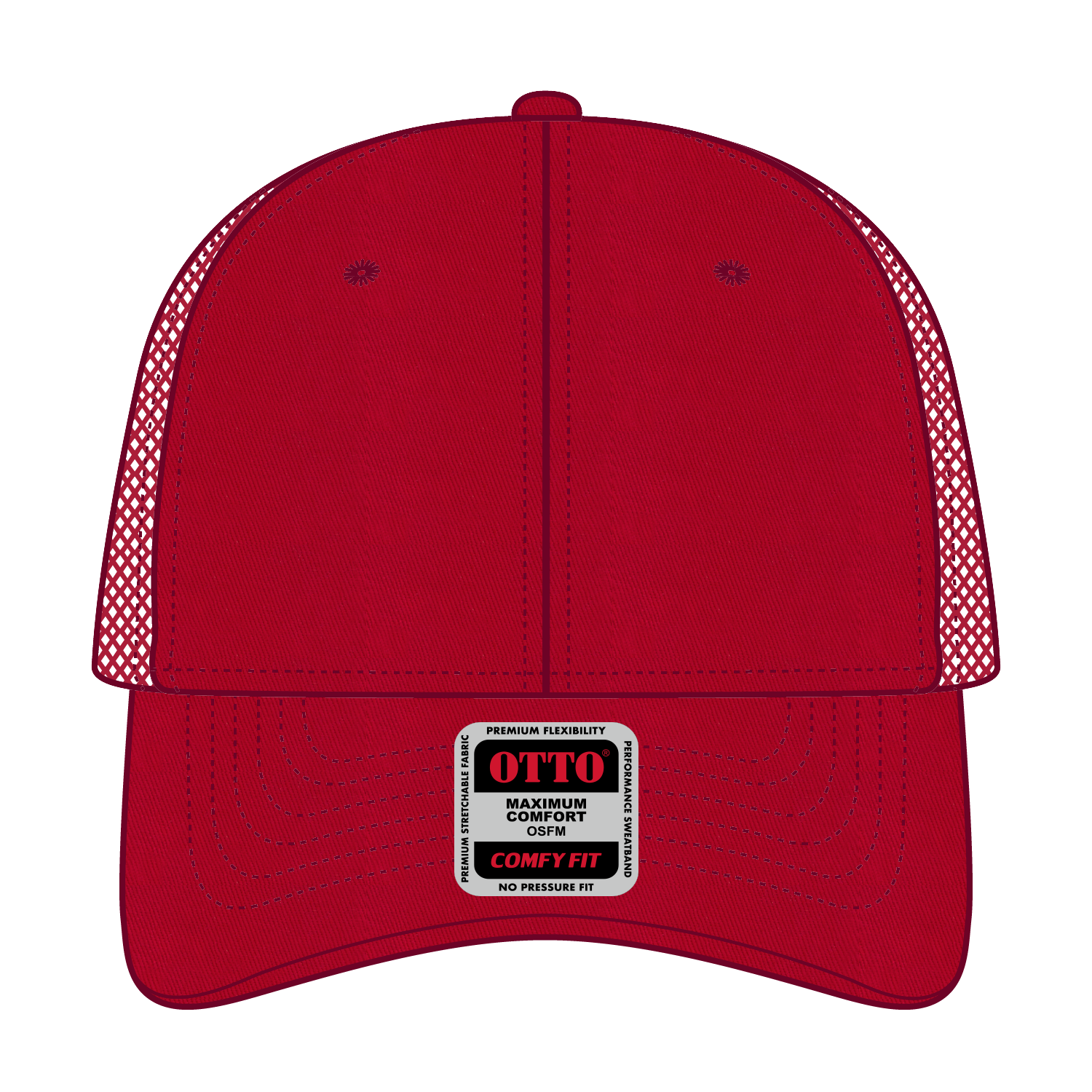 Front View of 002 - Red OTTO CAP "OTTO COMFY FIT" 6 Panel Low Profile Baseball Cap