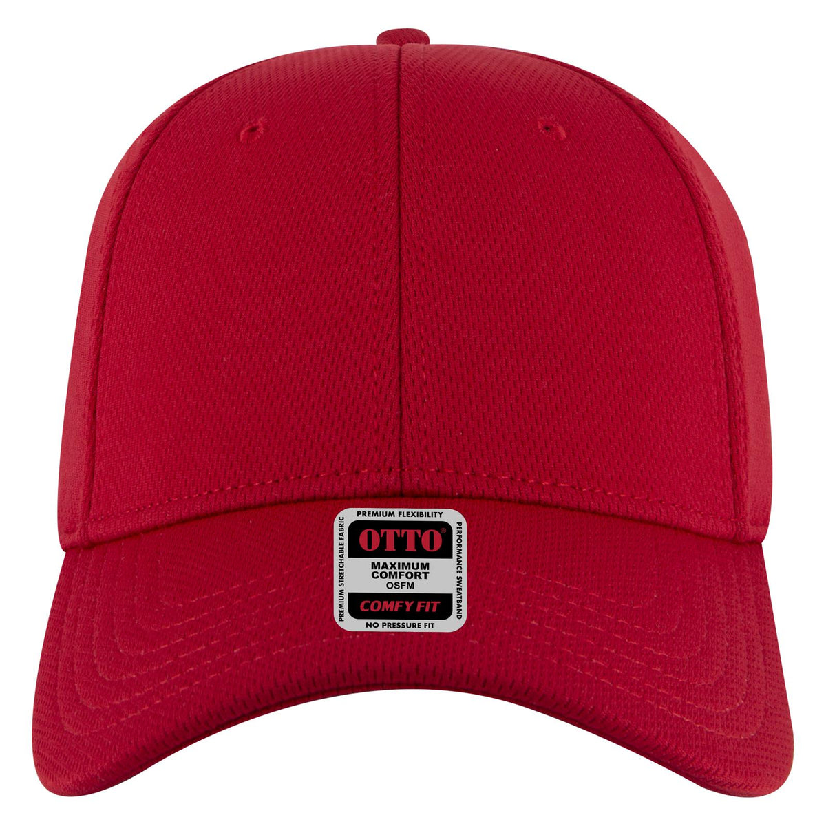 Front View of 002 - Red OTTO CAP "OTTO COMFY FIT" 6 Panel Low Profile Baseball Cap