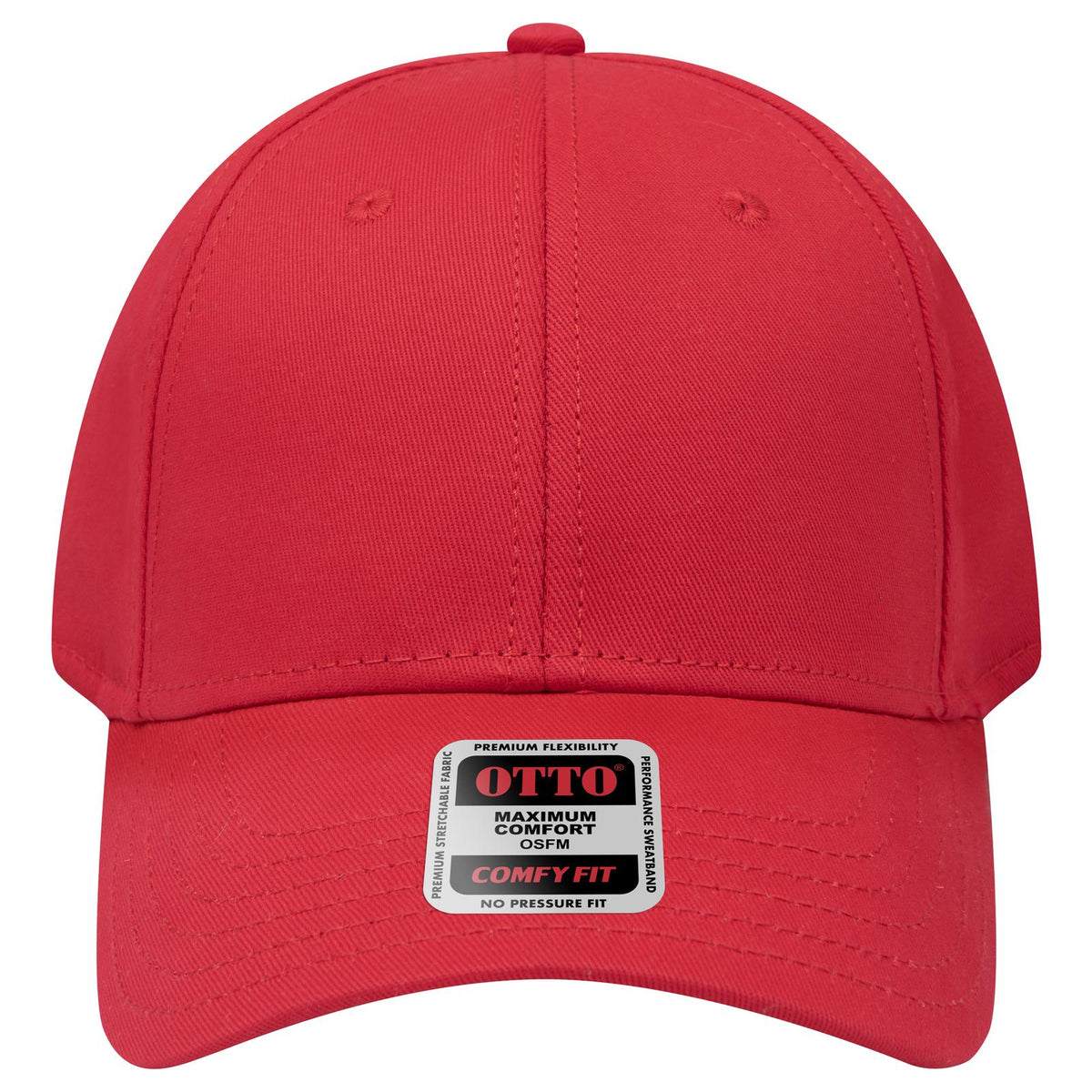 Front View of 002 - Red OTTO CAP "OTTO COMFY FIT" 6 Panel Low Profile Baseball Cap