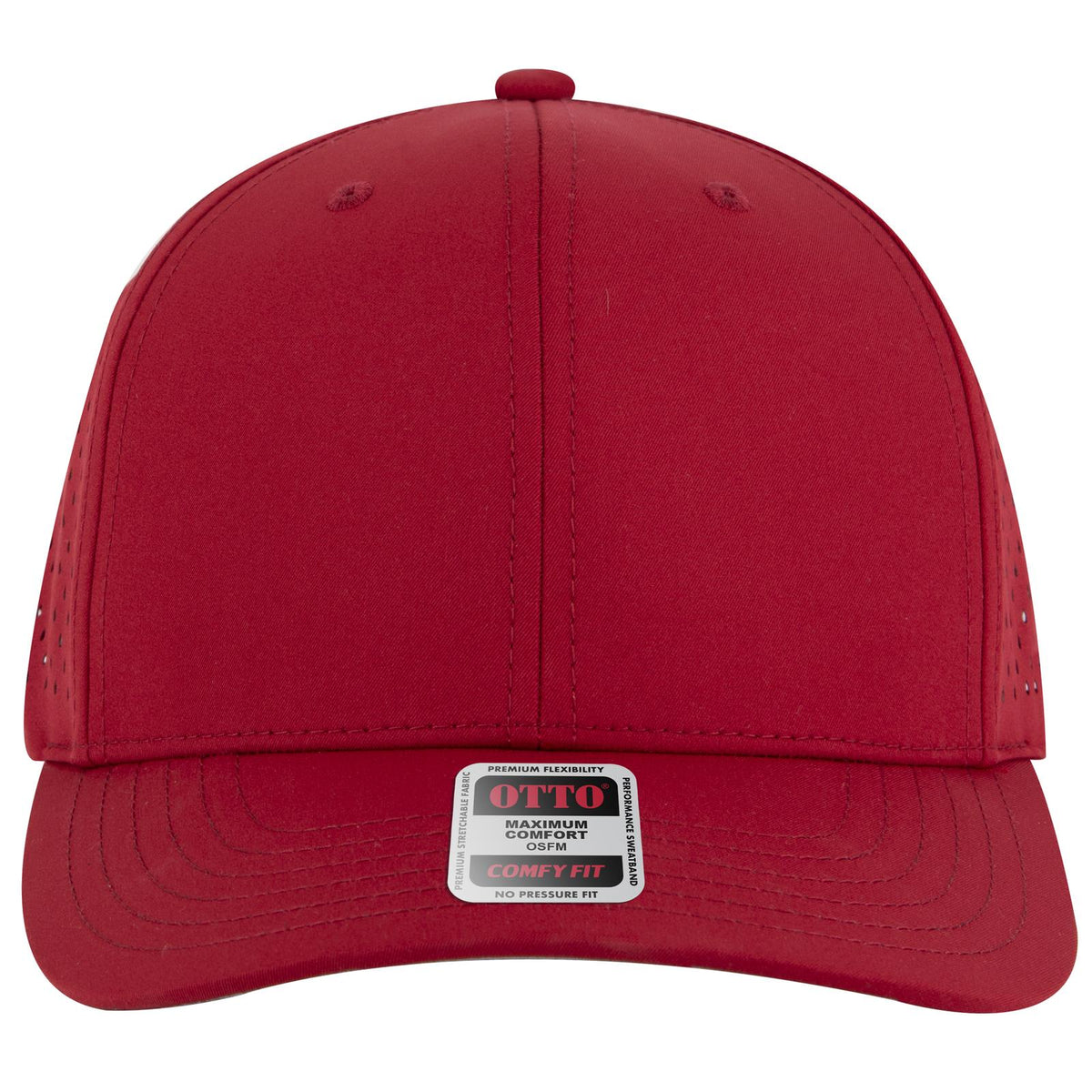Front View of 002 - Red OTTO CAP "OTTO COMFY FIT" 6 Panel Mid Profile Baseball Cap