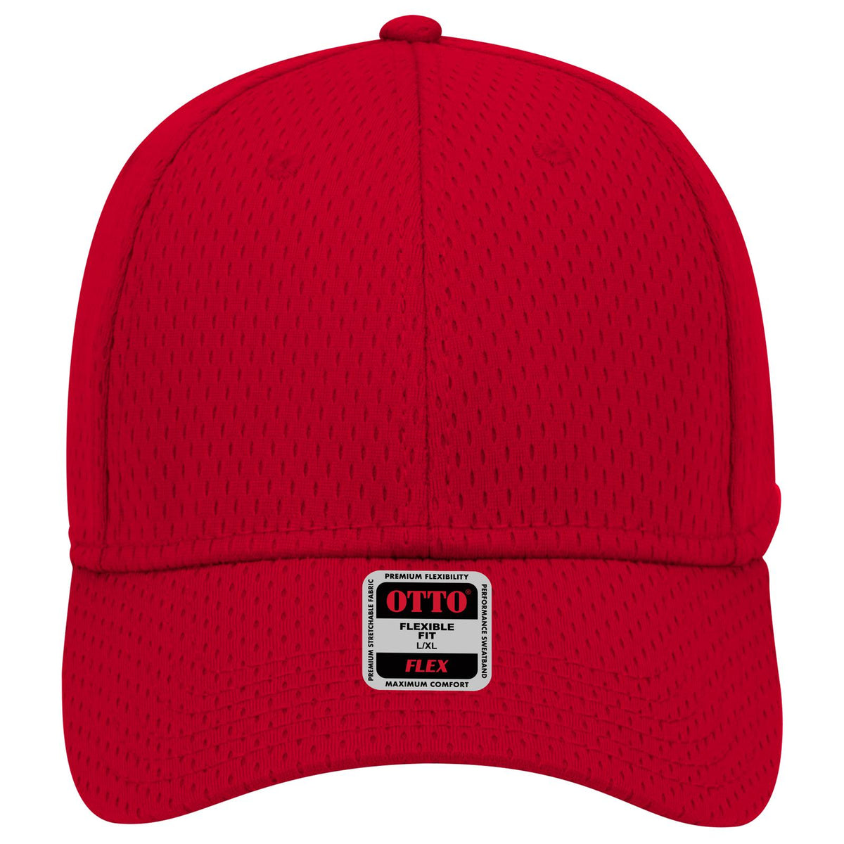 Front View of 002 - Red OTTO CAP "OTTO FLEX" Fitted 6 Panel Low Profile Baseball Cap