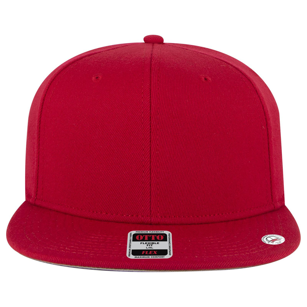 Front View of 002 - Red OTTO CAP "OTTO FLEX" Fitted 6 Panel Pro Style Baseball Cap