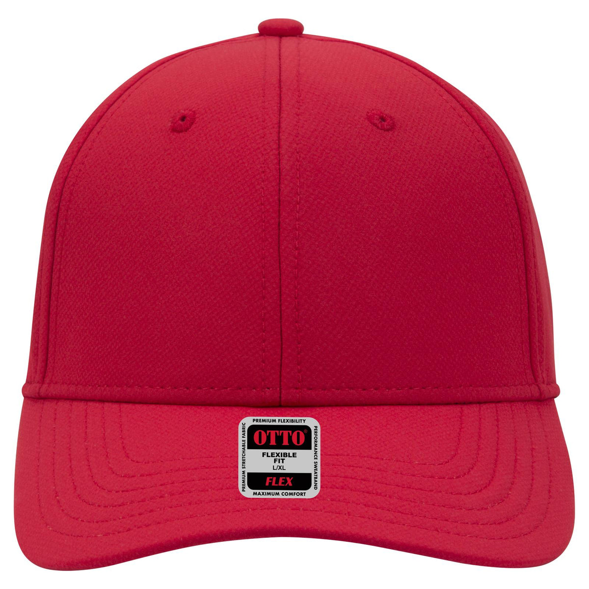 Front View of 002 - Red OTTO CAP "OTTO FLEX" Fitted UPF 50+ 6 Panel Low Profile Baseball Cap