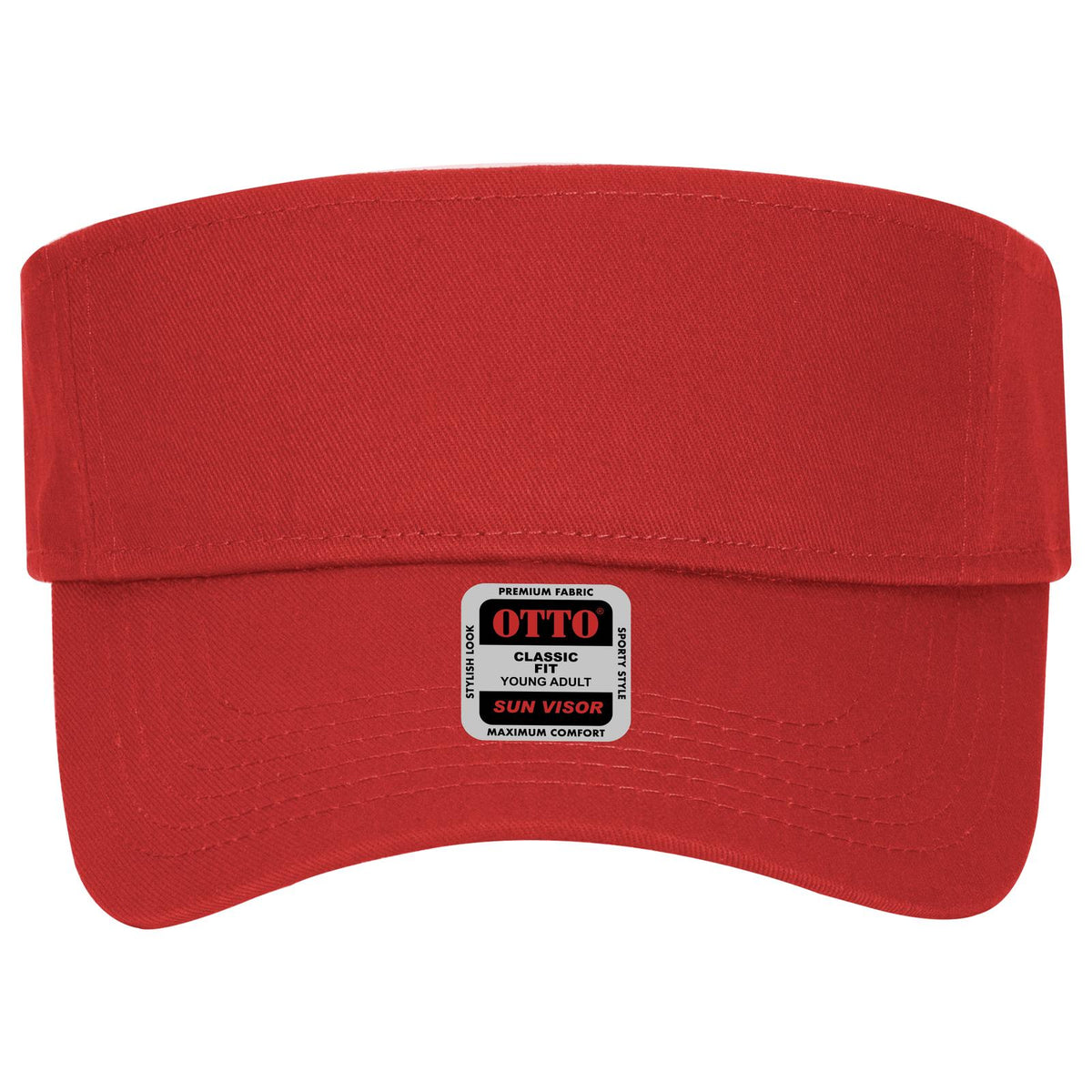 Front View of 002 - Red OTTO CAP Sun Visor
