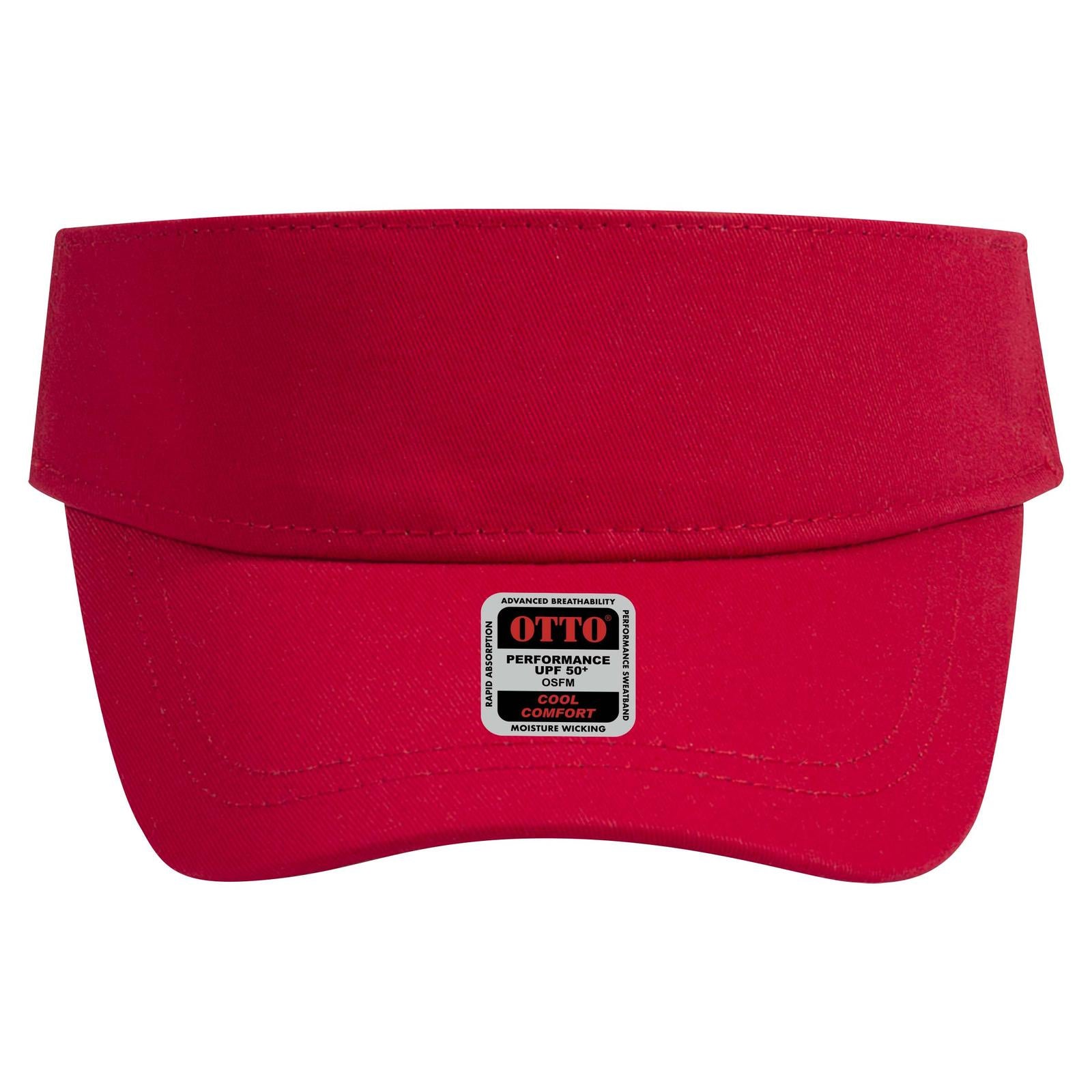 Front View of 002 - Red OTTO CAP UPF 50+ Sun Visor