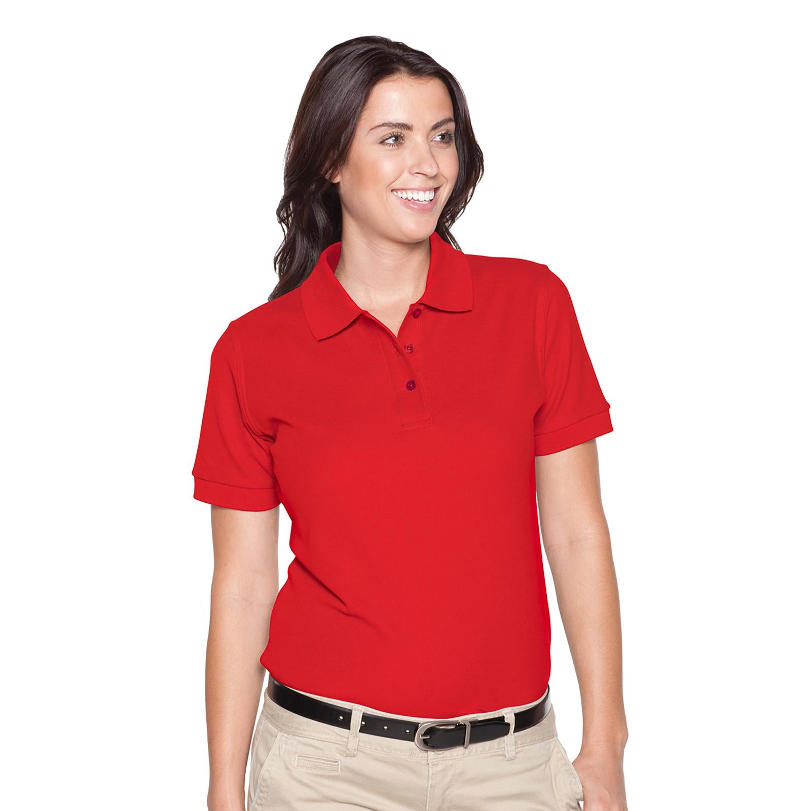 Front View of 002 - Red OTTO Ladies' Premium Sport Shirt