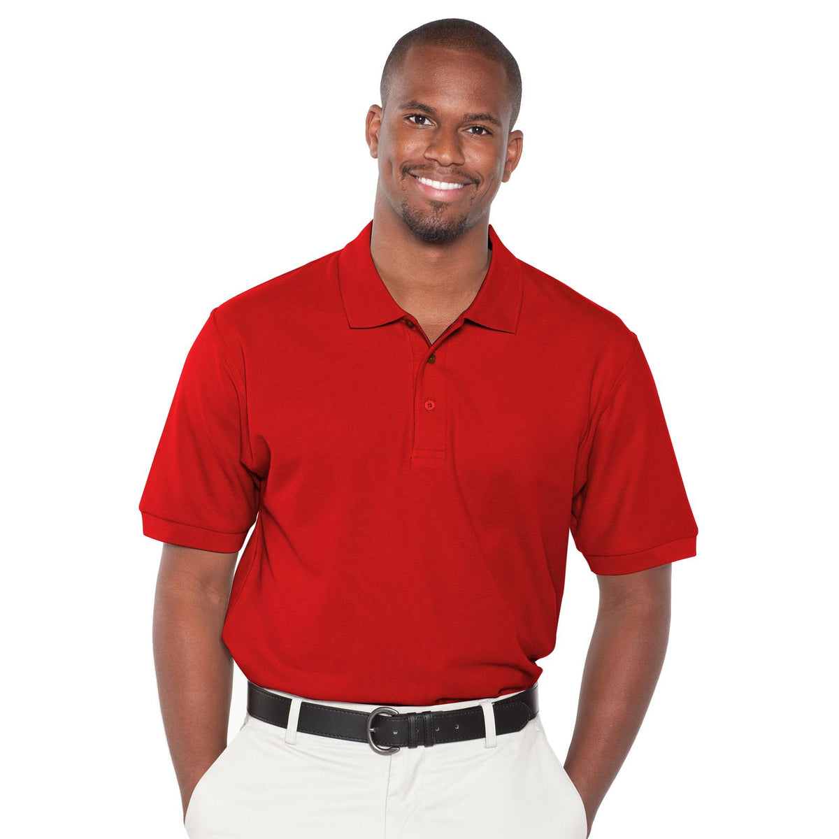 Front View of 002 - Red OTTO Men's Premium Sport Shirt