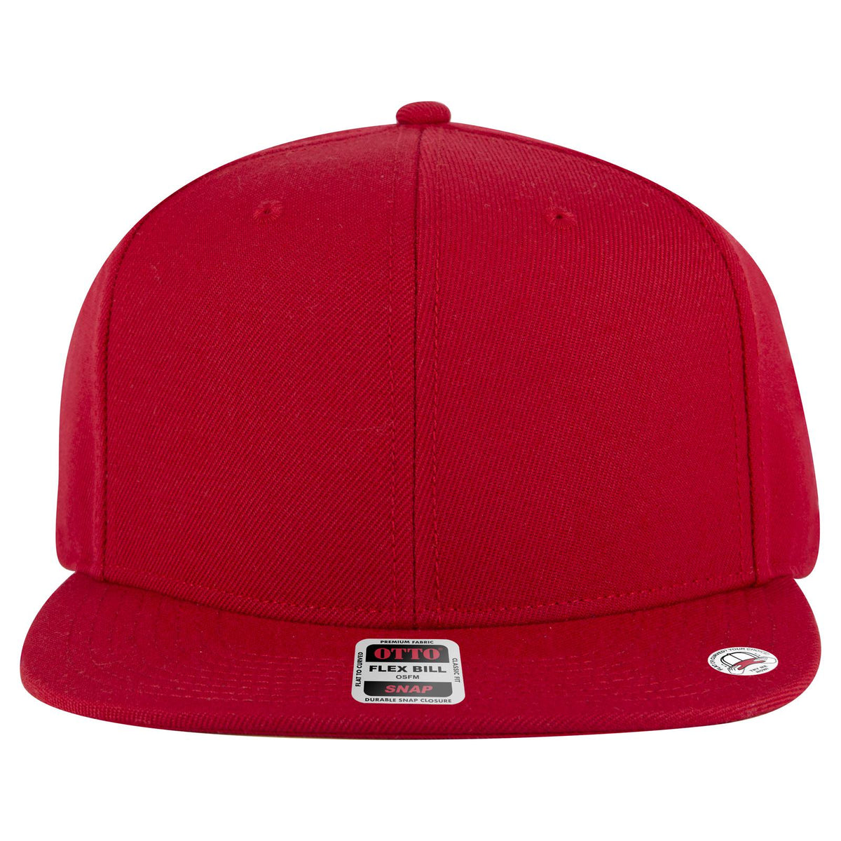 Front View of 002B - Red OTTO CAP "OTTO SNAP" 6 Panel Pro Style Snapback Hat