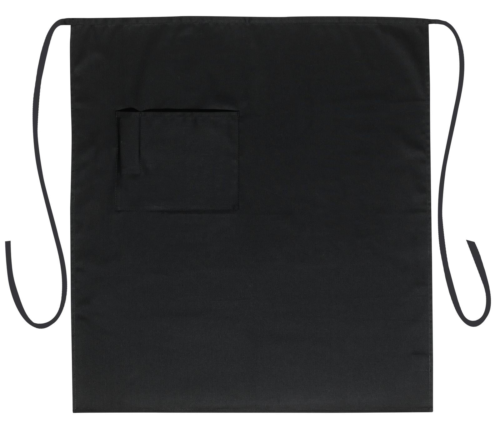 Front View of 003 - Black OTTO 1 Pocket Full Length Bistro Apron