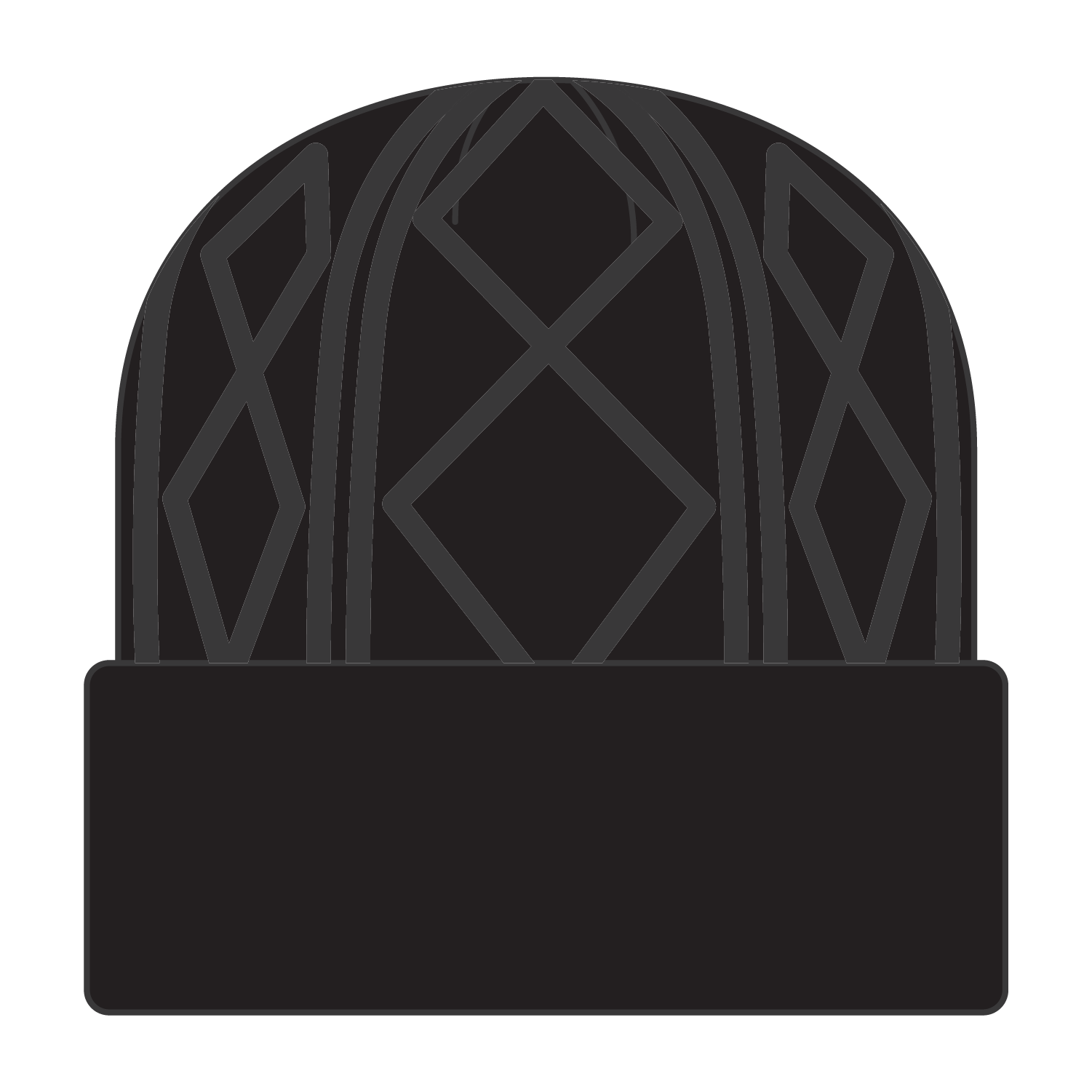 Front View of 003 - Black OTTO CAP 12" Cable Knit Beanie w/ Rib Knit Cuff