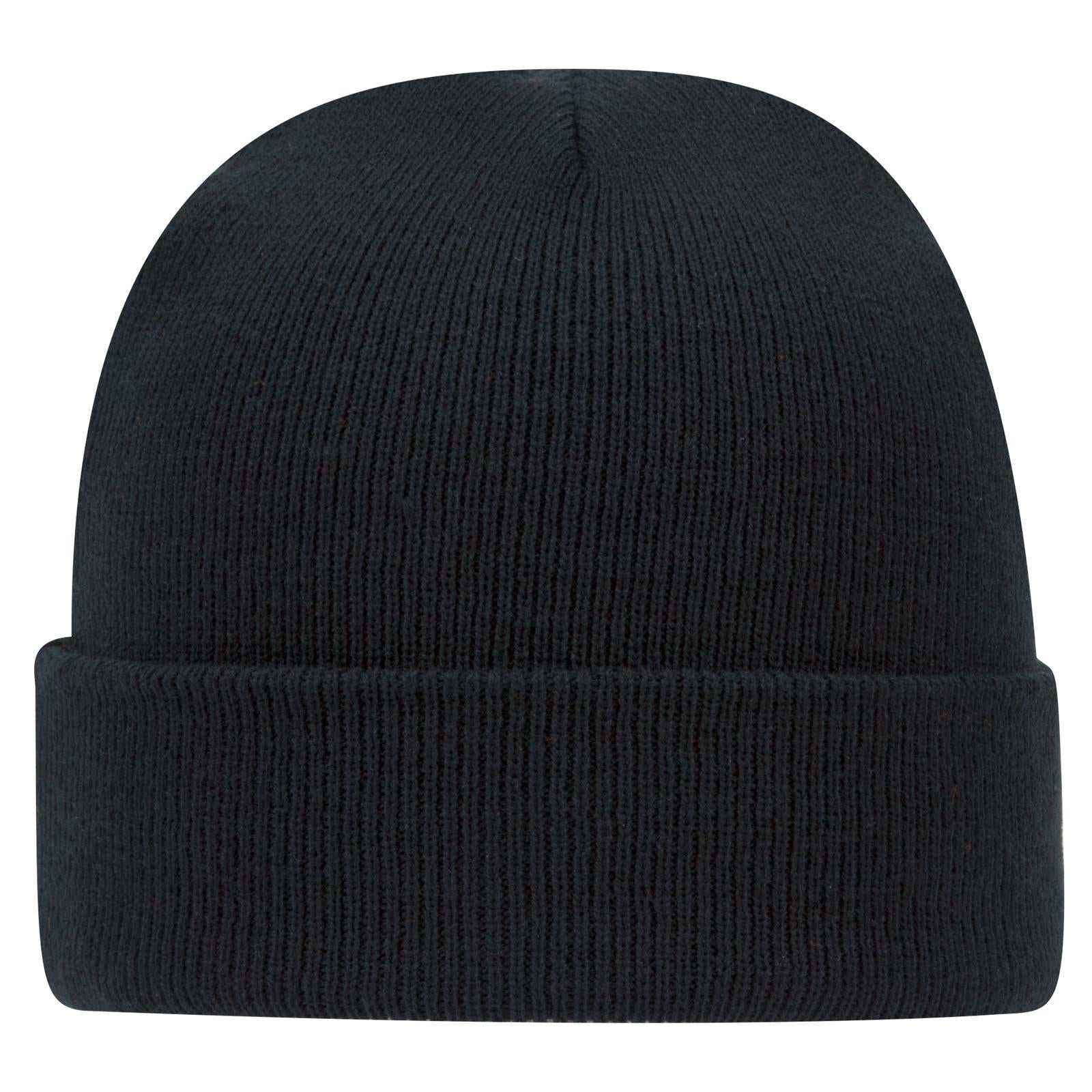 Front View of 003 - Black OTTO CAP 12" Classic Knit Beanie w/ Cuff