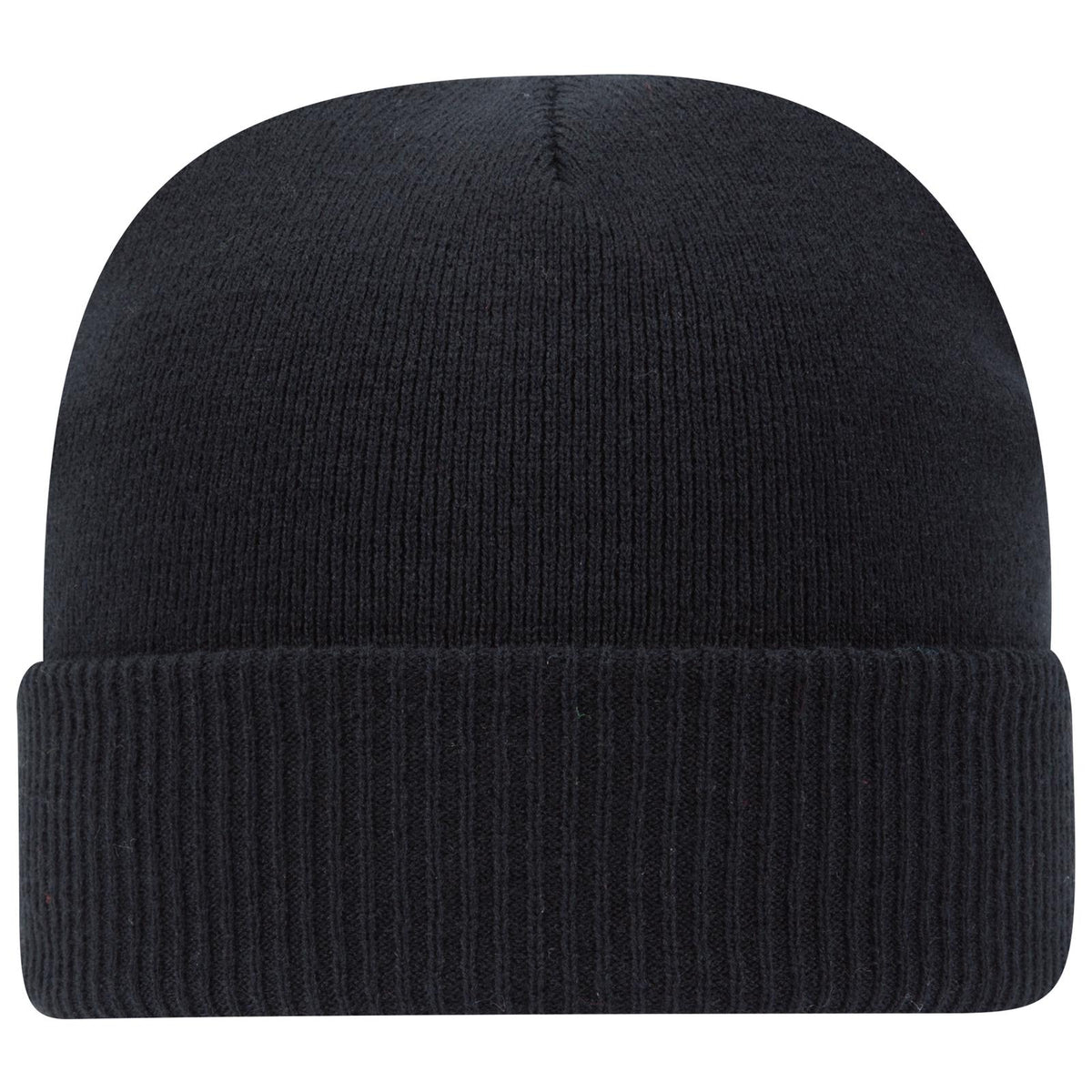 Front View of 003 - Black OTTO CAP 12" Classic Knit Beanie w/ Rib Knit Cuff