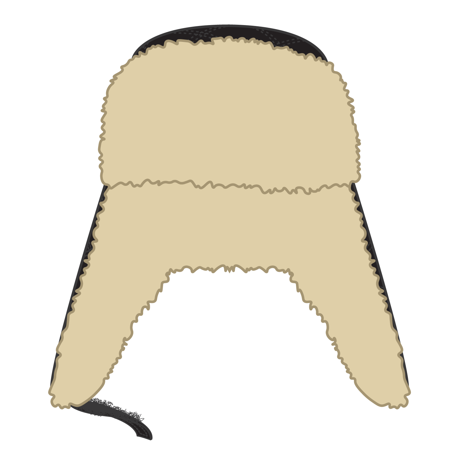 Front View of 003 - Black OTTO CAP 3 Panel Trapper Hat