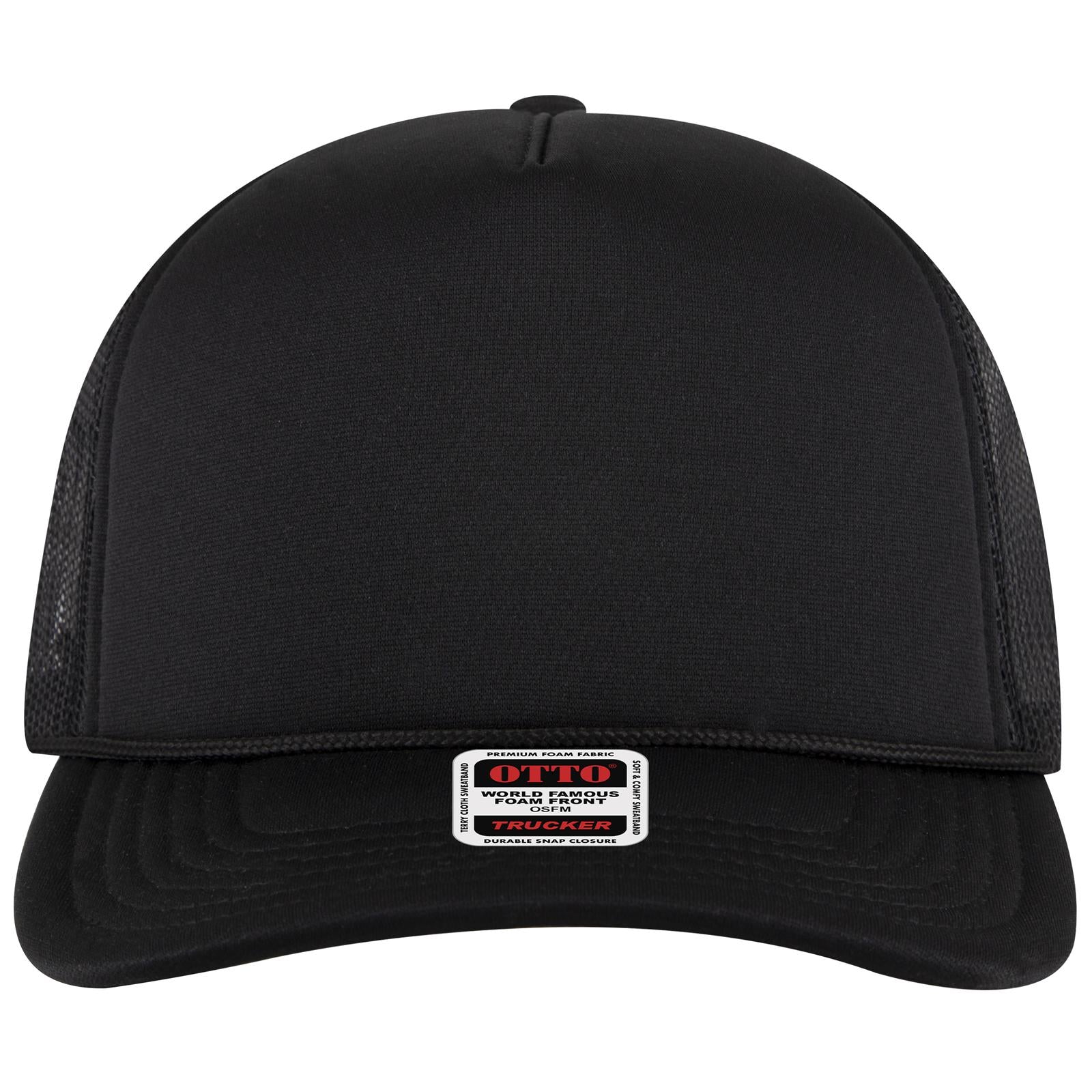 Right View of 003 - Black OTTO CAP 5 Panel High Crown Mesh Back Trucker Hat
