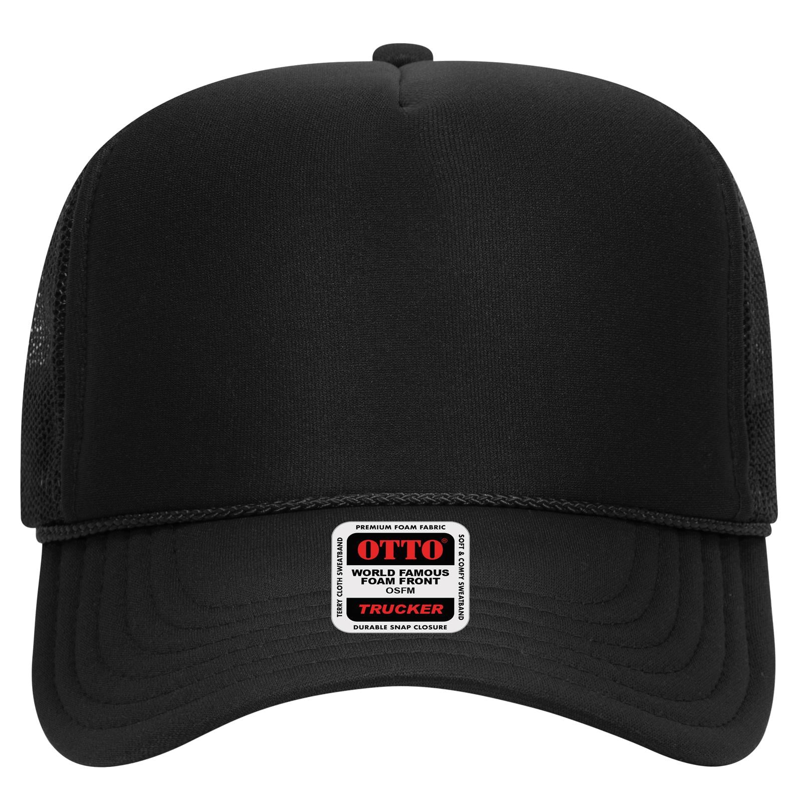 Right View of 003 - Black OTTO CAP 5 Panel High Crown Mesh Back Trucker Hat