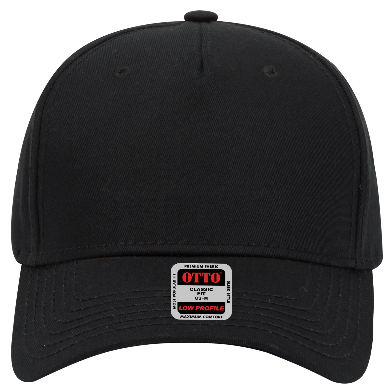 Right View of 003 - Black OTTO CAP 5 Panel Low Profile Baseball Cap