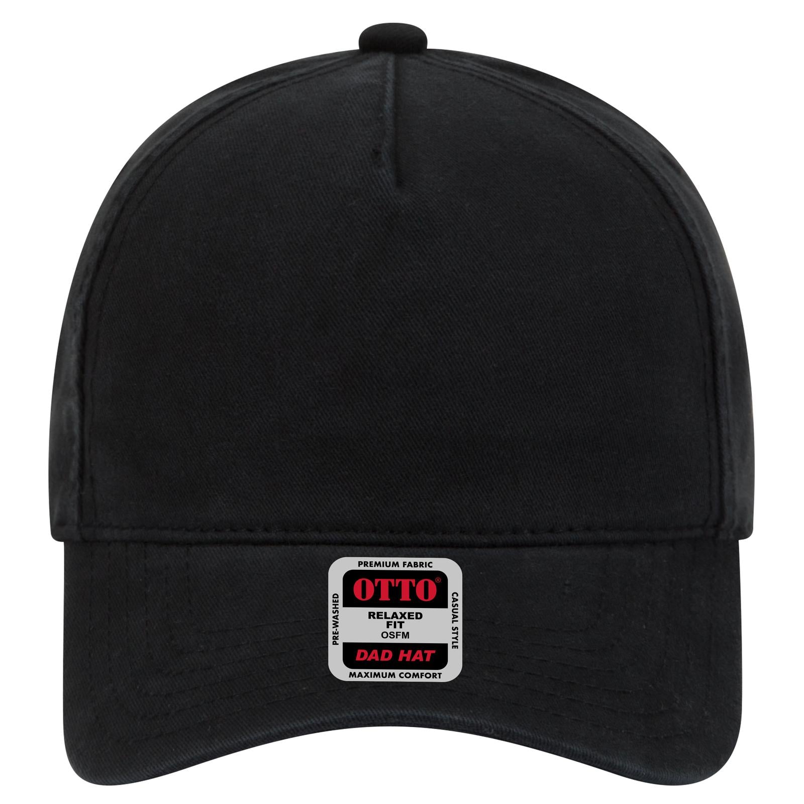 Right View of 003 - Black OTTO CAP 5 Panel Low Profile Dad Hat